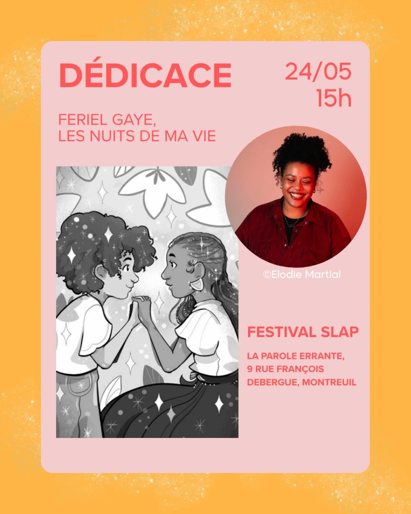 Vous serez au SLAP ce week-end ? Nous aussi !
Retrouvez @purplefefe_ en dédicace dimanche 24 mai à 15h ✨️👭🏾
📍Festival SLAP @festival.slap
La Parole errante
9 rue François Debergue, Montreuil