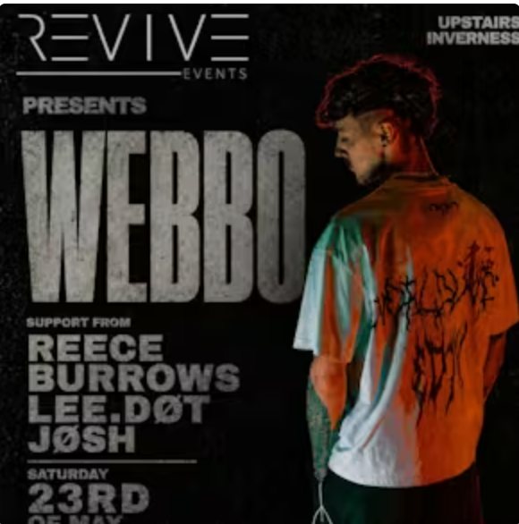 THIS SATURDAY WE HAVE REVIVE PRESENTS: WEBBO 🎶
Revive is back once again with their monthly Gig in upstairs bringing you Webbo with support from Reece burrows LEE.DØT Jøsh
23rd May 2026 | Saturday
11pm til 3am
Tickets: https://www.skiddle.com/whats-on/Inverness/Upstairs-Inverness/Revive-Events-Presents-Webbo/42407203/
#clubnights #invernessnightlife #musicvenue #livemusic #tecnho #visitinverness