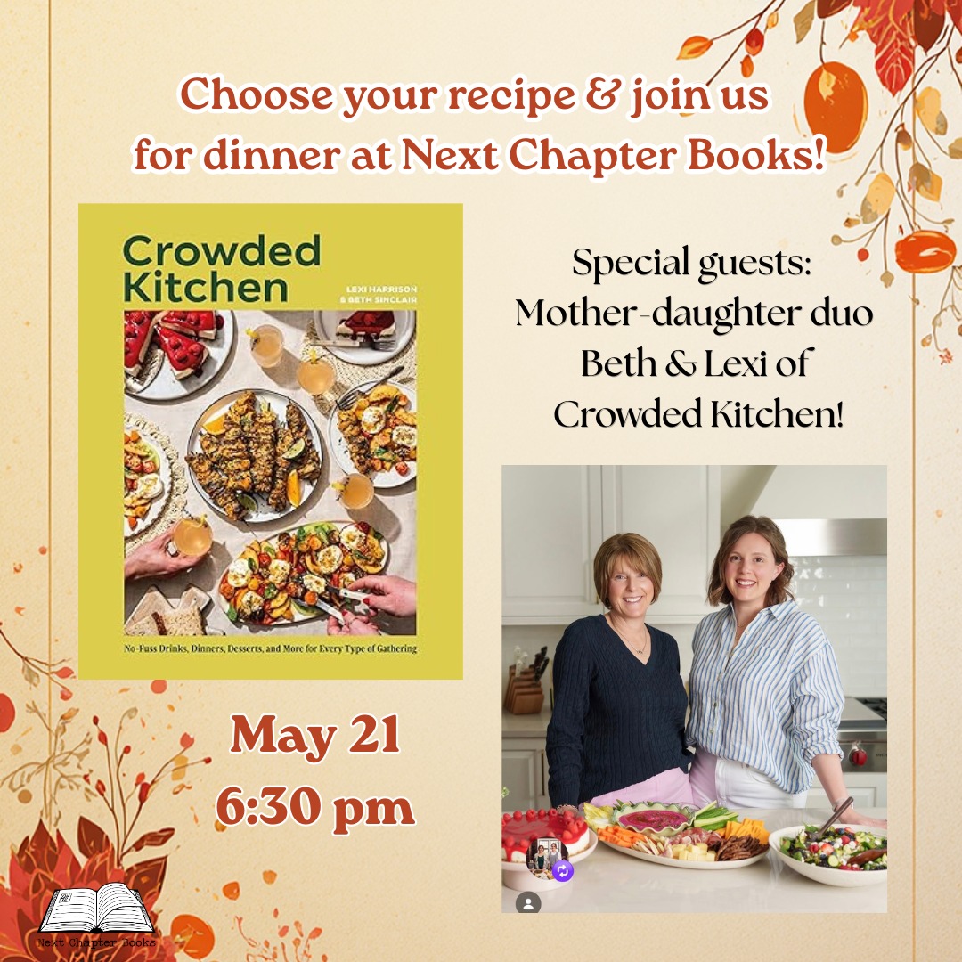 Tomorrow! It's not too late to pick up your cookbook and join us. We're looking forward to being in community with you and chatting about these recipes with Beth & Lexi.
Home chefs, if you know what you're making and haven't shared, please do. Have a guest you want to bring? Please do!
Currently, our yummy menu includes:
Blueberry Breakfast Tarts
Roasted Poblano, Corn, and Potato Chowder
Cucumber, Basil, and Avocado Gazpacho
Cheesy Corn Poblano Dip
Greek Chickpea Salad
and Sangria Sorbet!
See you tomorrow! We look forward to being at the table with you.
#nextchapterbooksdetroit #indiebookstore #cookbookclub #crowdedkitchen #detroitisforreaders
@crowded_kitchen