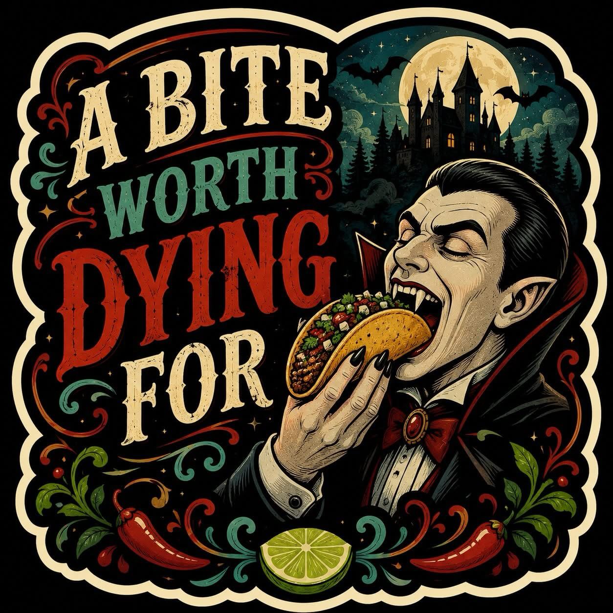 A BITE WORTH DYING FOR
.
Mojitos Taqueria brings American Mexican food to the foot of Dracula’s Castle. Handmade tortillas, bold spices, and tacos that’ll haunt you long after you leave. Fast, fresh, and made with love by the Mountain Heart Chef.
.
Beware the spicy bite.