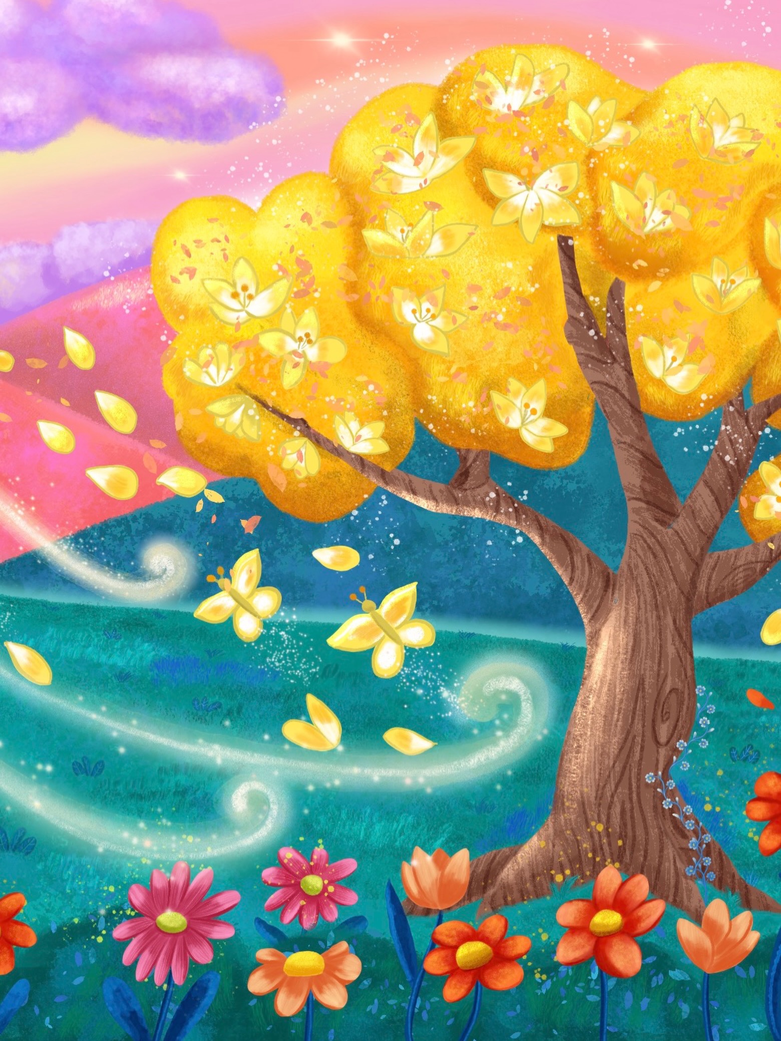 ✨Un detalle de un mundo que se va revelando poco a poco ✨
Un árbol amarillo, flores que en realidad son mariposas, algunas ya en vuelo… entre una luz cálida y una atmósfera ligeramente misteriosa 🌿🦋
Un fragmento de una imagen más grande, que invita a detenerse e imaginar lo que sucede más allá de lo que se ve.
El libro será publicado en junio por @babidibulibros ✨
Autora: @estefaniasalim
Ilustradora: @medilludesign
✨ A detail of a world that slowly reveals itself
A yellow tree, flowers that are actually butterflies, some already in flight… surrounded by warm light and a slightly mysterious atmosphere 🌿🦋✨
A fragment of a larger image, inviting you to pause and imagine what happens beyond what is visible.
The book will be published in Spanish June by Babidi-Bú ✨
#librosinfantiles #cuentosilustrados #ilustracioninfantil #medilludesign #babidibúlibros