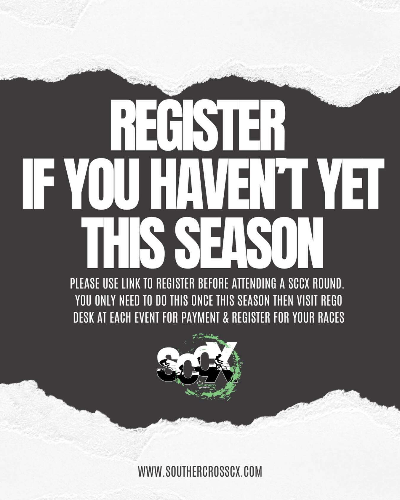 📝 SCCX REGO – QUICK HEADS UP BEFORE FERRYMEAD 📝
👉 Complete your rego form BEFORE you arrive, if you haven’t already this season
(you only need to do this once per season)
🚴♂️ Race day checklist:
• Head to the rego desk to pay
• Let us know what grade(s) you’re racing
• Know your race plate number (makes everything waaay faster)
🔥 Yep… you can race more than one grade per round
💥 Season Pass crew (RD1 legends):
If you’re racing the same grade as Round 1
👉 You’re LOCKED & LOADED
👉 No need to visit the rego desk 🙌
⚠️ Only swing by rego if:
• You want to race a different grade
🔗 Rego form = link in bio + website
#SCCX #CrossIsComing #RaceReady