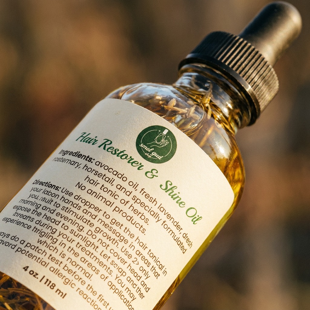 Honest ingredients for a healthy glow. Our Hair Restorer & Shine Oil is a thoughtful blend of avocado oil, lavender, and rosemary. Just pure, herbal care in every drop. Ready to restore your shine? ✨
#NaturalHairCare #HerbalWellness #CleanBeauty #TheSmelGudShop