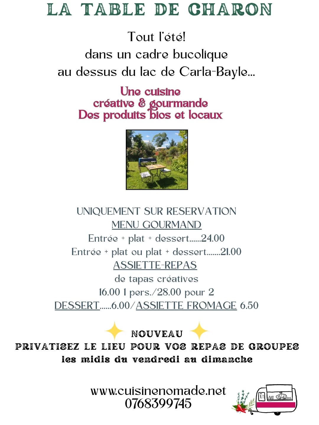 Nous réouvrons la Table de Charon très prochainement pour une nouvelle saison! Rendez-vous le 12 Juin 🤗
