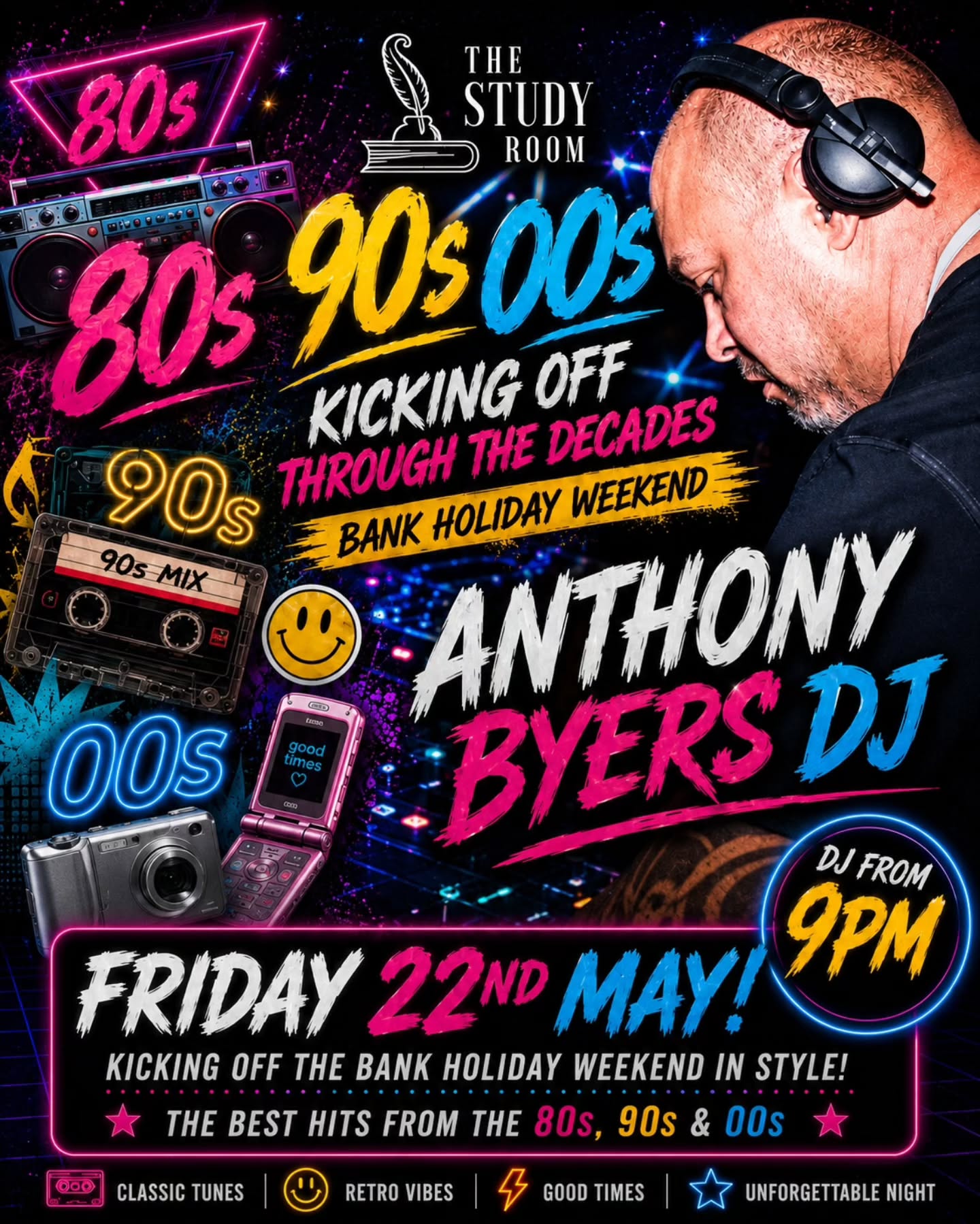 šØ THROUGH THE DECADES STARTS FRIDAY šØ
Weāre kicking off Bank Holiday weekend the only way we know how⦠BIG š
Get ready for a full throwback takeover at The Study Room as we rewind through the 80s, 90s & 00s with iconic anthems, guilty pleasures and non-stop party vibes all night long šæāØ
š§ Anthony Byers DJ from 9PM
š„ Massive retro party atmosphere
šŗ Dress up encouraged
š¹ Cocktails flowing
š¶ The biggest singalong hits from every decade
From neon 80s classics to 90s dancefloor bangers and 00s throwback tunes⦠expect pure nostalgia from start to finish.
š The Study Room, Lancaster
š
Friday 22nd May
š Kicking off Through The Decades Bank Holiday Weekend
Tag your party crew and letās take it back š #LancasterNightlife #80sParty #90sMusic #00sThrowback #BankHolidayWeekend