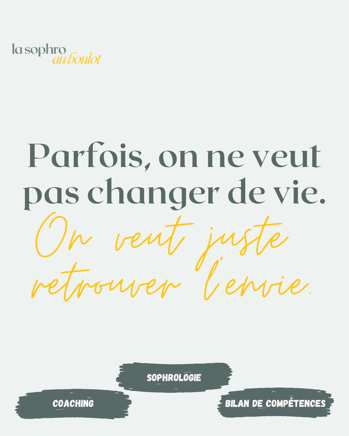 « J’ai plus envie », « J’ai plus la flamme », « Je ne me reconnais plus dans ce que je fais »
😞 Ce sont des phrases que j’entends souvent en accompagnement en ce moment.
Et derrière ces mots, il n’y a pas forcément une envie de tout quitter ou de changer de métier.
Parfois, il y a surtout un besoin de retrouver ce qui s’est perdu en chemin :
✨ du sens
✨ de l’énergie
✨ de la motivation
✨ de la confiance
✨ ou simplement le plaisir de travailler sans être constamment épuisé.e
À force d’enchaîner, de gérer, de t’adapter et de “tenir bon”, tu peux finir par te déconnecter de toi-même et de ce qui t’anime vraiment.
Et non, ça ne veut pas forcément dire qu’il faut tout révolutionner.
🌱 Mais prendre le temps de faire le point peut déjà changer beaucoup de choses !
Aujourd’hui, je t’accompagne à travers le coaching professionnel, la sophrologie et/ou un bilan de compétences.
Pour t’aider à retrouver de la clarté, reprendre confiance, mieux gérer la charge mentale et retrouver un équilibre pro plus aligné avec tes besoins.
Parce qu’avant de savoir où aller, il est parfois essentiel de se reconnecter à soi !
—
🙋🏼♀️ Hello, moi c’est Constance, je suis animée par l’envie de favoriser le « mieux-être » dans les environnements professionnels.
J’accompagne les professionnels à mieux gérer leurs émotions, leur stress et leurs transitions, pour retrouver plus d’équilibre et d’harmonie dans leur quotidien.
.
.
.
#coachingprofessionnel #coaching #sophrologie #bilandecompetences #gestiondustress