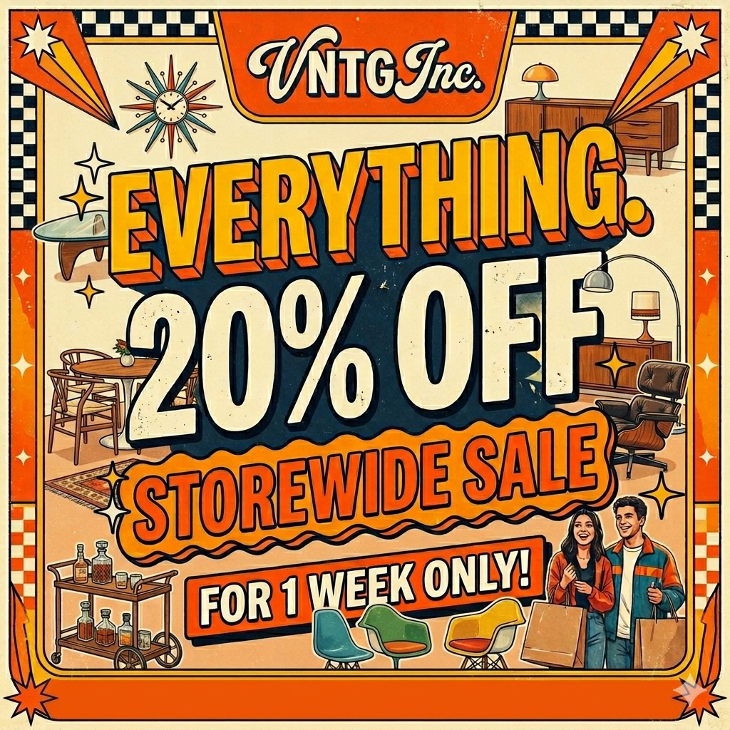 The long weekend just got a lot better. ✨
In honor of Memorial Day, enjoy 20% off site-wide and in-store for the next week. It’s our biggest event of the season, and the perfect excuse to finally invest in that statement piece you’ve been thinking about.
The Deal: 20% off absolutely everything.
The Timeline: Today through next week.
The Details: No codes needed. Standard shipping and local delivery options available.
From rare architectural finds to beautifully restored staples, find the pieces that make a house feel like a home.
Thank you for supporting VNTG Inc. Happy hunting!
👉 Head to the link in our bio to browse select pieces online.
#VNTG #VintageAesthetic #InteriorInspo #HomeDecorSale #MCMFurniture