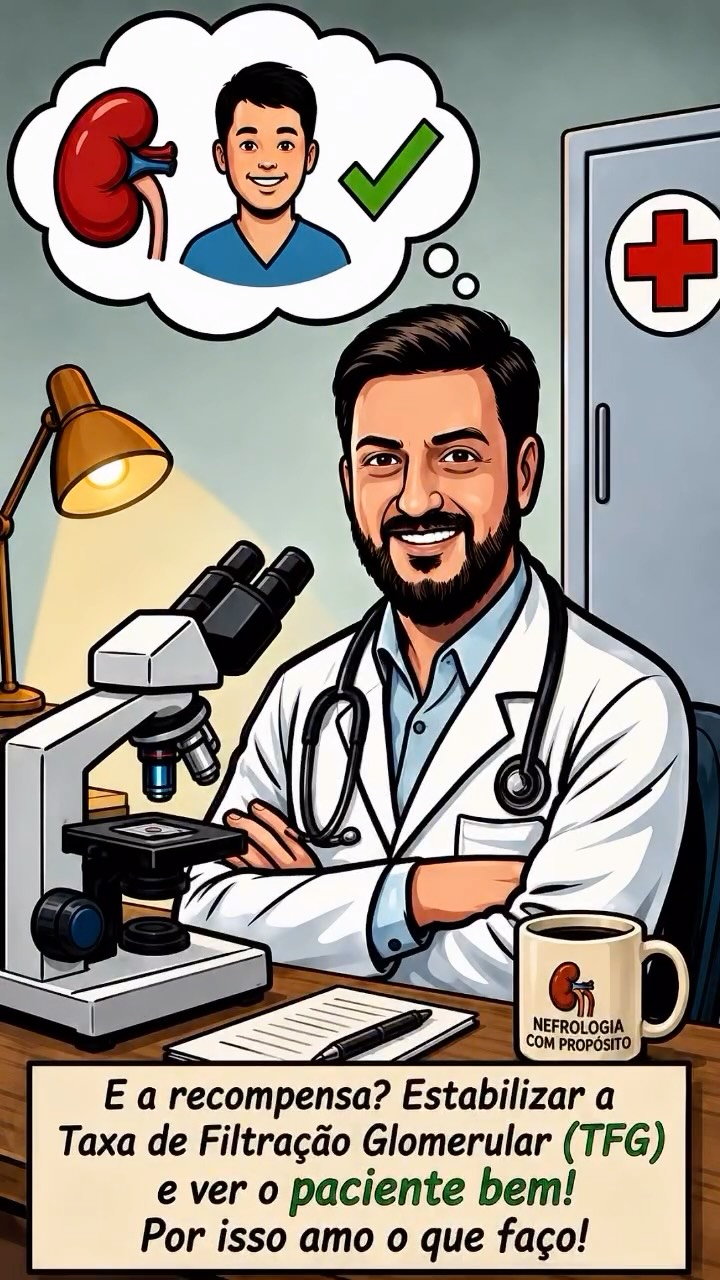 A perda de função renal progride silenciosamente, e cada atraso no manejo clínico reduz a janela de oportunidade terapêutica. Intervir precocemente é a única forma real de mudar o desfecho.
O sucesso da conduta se traduz na estabilização da Taxa de Filtração Glomerular (TFG). É esse impacto direto na sobrevida que faz a Nefrologia valer a pena!