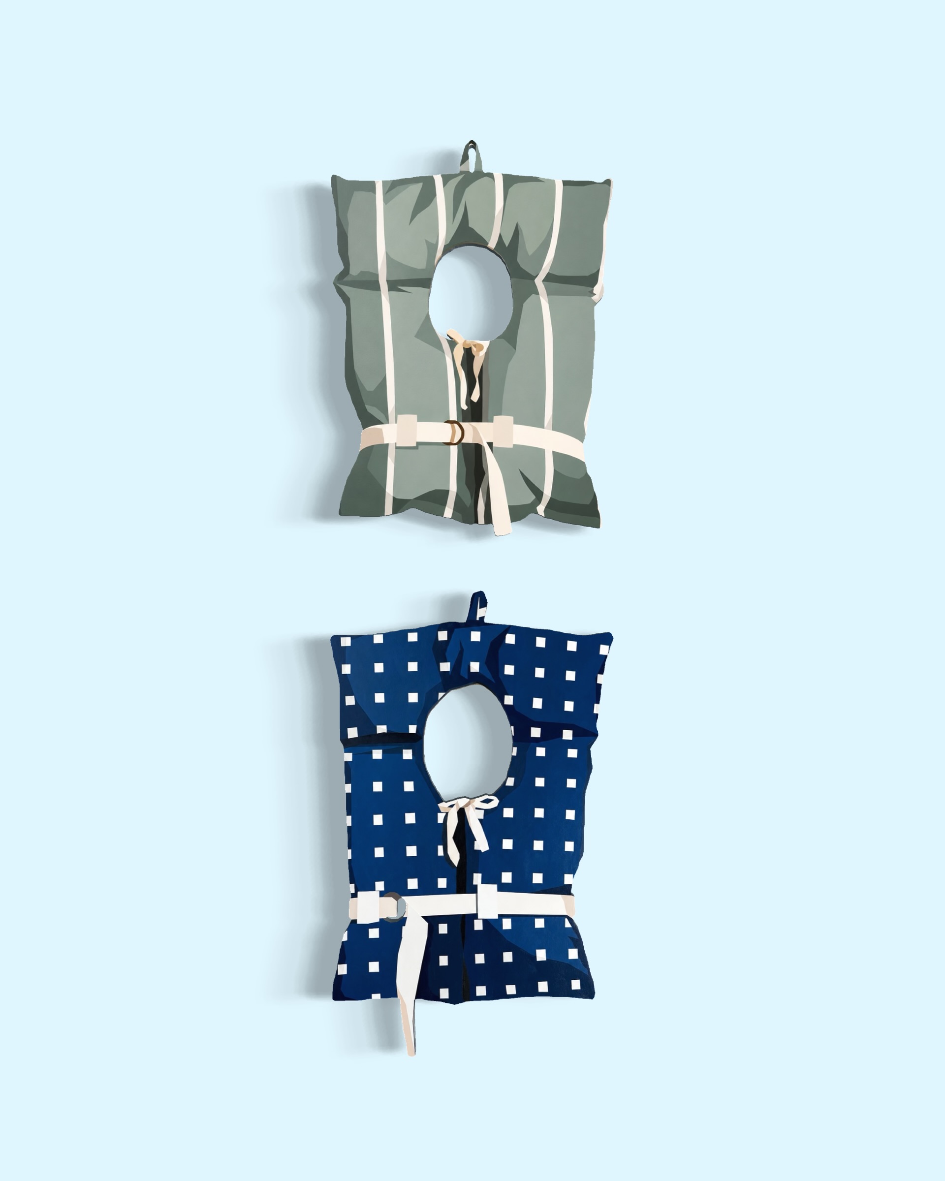 These two pieces were part of my latest drop off of new work to Pivot Gallery in Rosseau this past weekend - and, I’m happy to hear that the green life vest has already found a new home 😊
Check out all of the new work @pivot_gallery in person or online including the remaining blue life vest:
This Is A Life Saving Device (No. 5)
2026
Acrylic on Birch Panel
~ 16” x 24”
$850 (CAD)