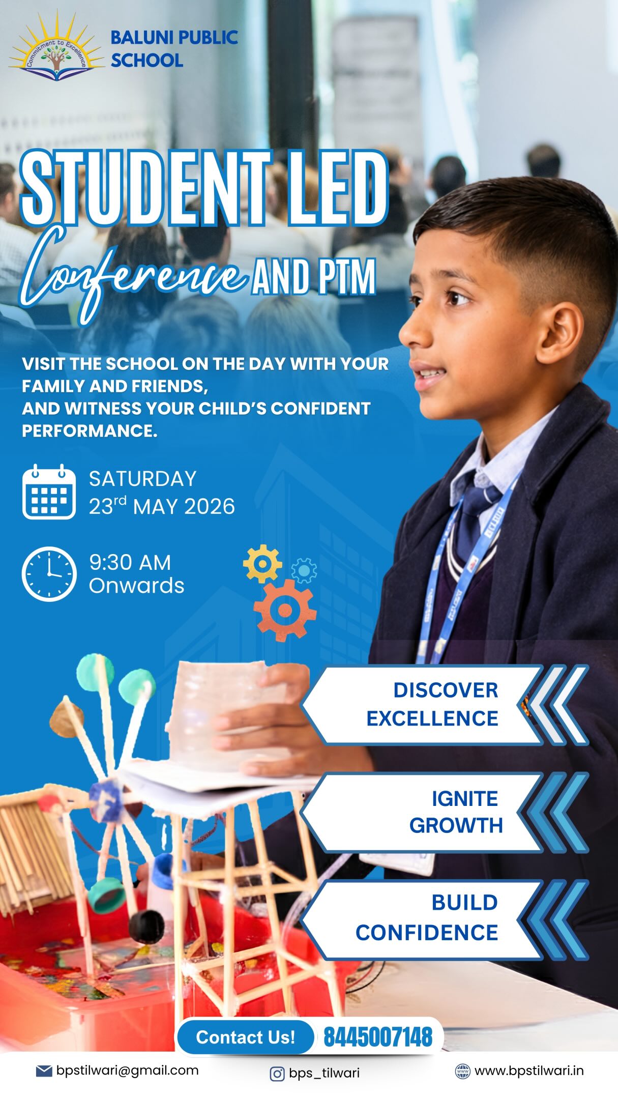 You’re Invited!🙌🏼
We are thrilled to invite you to our Student-Led Conference 2026 at Baluni Public School!🏫
Watch as our students step into the shoes of teachers to showcase their learning, talents, and achievements. Your presence and encouragement mean the world to them!✨
Date: May 23rd, 2026
.
.
#studentledconference #school #education #learning #student