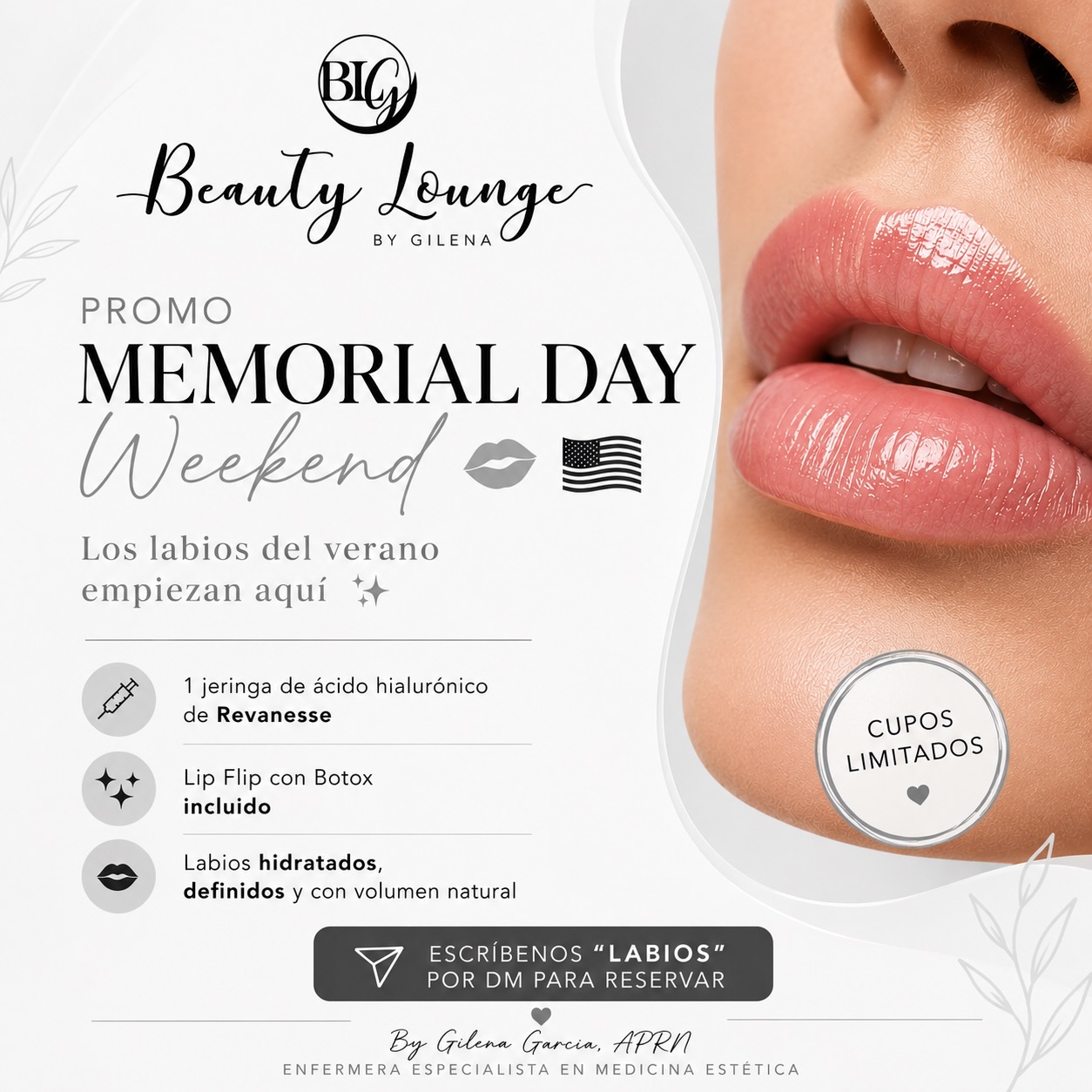 POV: your summer lips without overfilling 💋✨
Hydrated, soft, glossy and naturally defined 🤍
This Memorial Day Weekend we’re doing one of our favorite lip combos:
💉 Revanesse HA filler
✨ Botox Lip Flip included
The goal? Elegant lips that still look like YOU ✨
Limited spots available
DM “LABIOS” to reserve 🇺🇸
POV: los labios del verano… sin exagerarlos 💋✨
Hidratados, suaves, glossy y con un volumen natural 🤍Este Memorial Day Weekend estaremos haciendo una de nuestras combinaciones favoritas:
💉 Ácido hialurónico Revanesse✨ Lip Flip con Botox incluido
¿La meta? Labios elegantes que sigan viéndose como TÚ ✨
Cupos limitadosDM “LABIOS” para reservar 🇺🇸