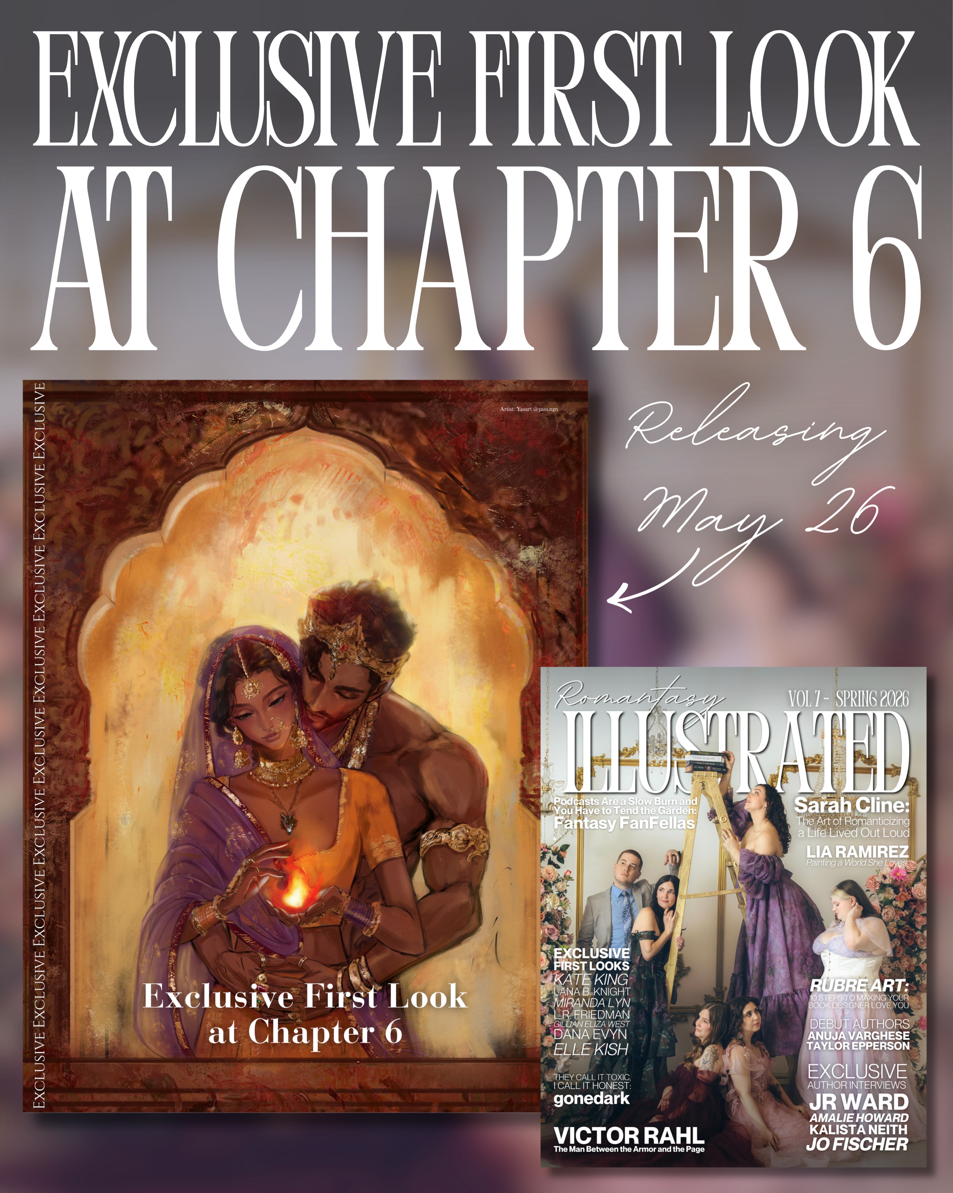 A Kiss of Crimson Ash by @anuja_v releases in ONE WEEK! You can read chapter 6 right now in Romantasy Illustrated Volume 7, available in both digital and physical formats.
Nandapore is a city of secrets and spellcasters where seduction reigns and a power-hungry king is never satisfied, plotting to unleash a weapon that has only lived in myth… until now.
To stop him, an ancient goddess seeks out a newly crowned queen, a heartsick prince, a common thief, and a courtesan with magic in her blood. Together, they chart a course through brothels, temples, taverns, and palaces, setting a trap for the empire’s most powerful men.
Linked by desire, destiny, and a dangerous foe, they each must decide…
What will they risk for a weapon worth dying for, and a love worth staying alive?
#romantasyillustrated #romantasy #debutauthor #newbookrelease #booktok