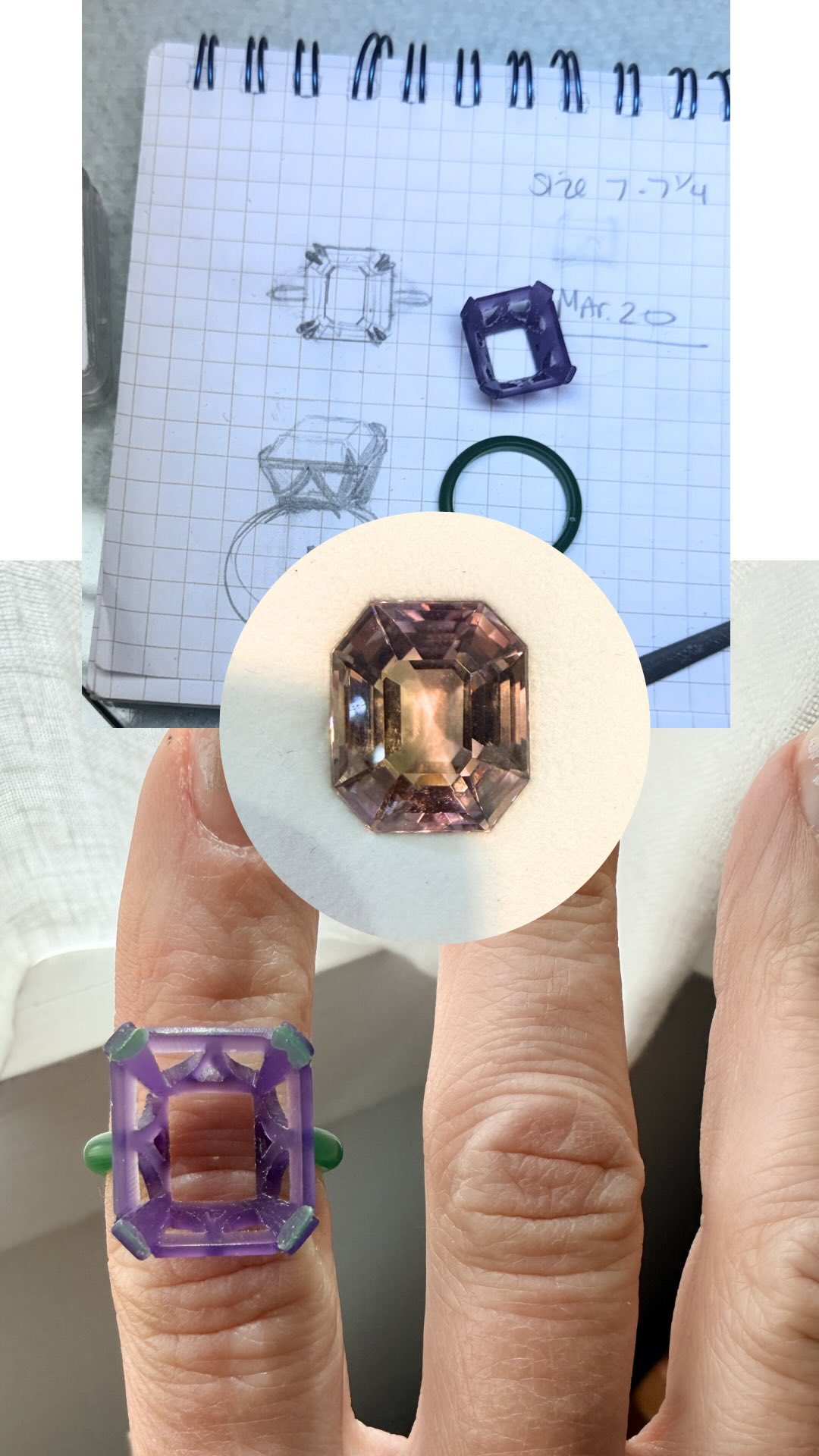 It all started with a love affair with this bi-color tourmaline: glowing pink, with hints of green and purple and peach as you move the gem in the light. My client instantly fell in love and we designed a cocktail ring that highlighted the gemstones beauty.
✨
Slow meticulous hand carving in wax to create a one-of-a-kind ring with a detailed basket to illuminate all those dreamy colors. Hand carved to create a delicate ring to house this stunning 15.98 ct pink tourmaline. Check back for the full reveal.
.
.
.
.
.
#mejiajewelry #ringcommission #wearitingoodhealth #customring #oneofakindring