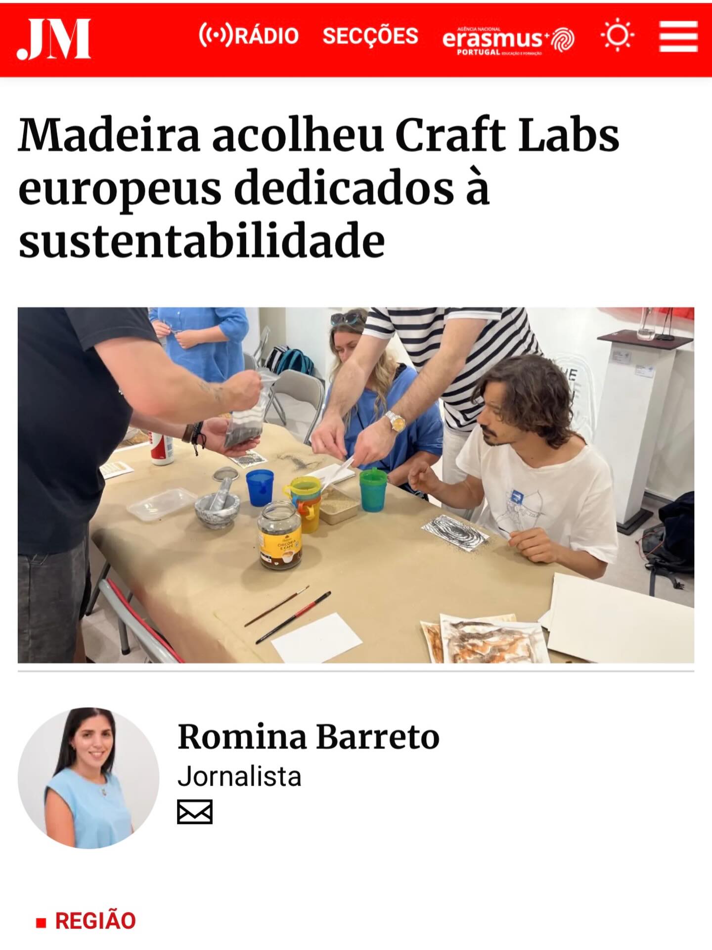 Another beautiful recognition from JM Madeira ✨
Huge thanks to all participants, our wonderful artists Nathan Slate @nathan.no.brega and Lize-Mari De Abreu and all our friends and collaborators who became part of these Sustainable Craft Labs with CraftWork4All 🌿
Flowers, pigments, soil, conversations, creativity, and many hands creating together — thank you for bringing this experience to life 💚
#CraftWork4All #CreativeEurope #artcentercaravel #arthubmadeira #artemassociation