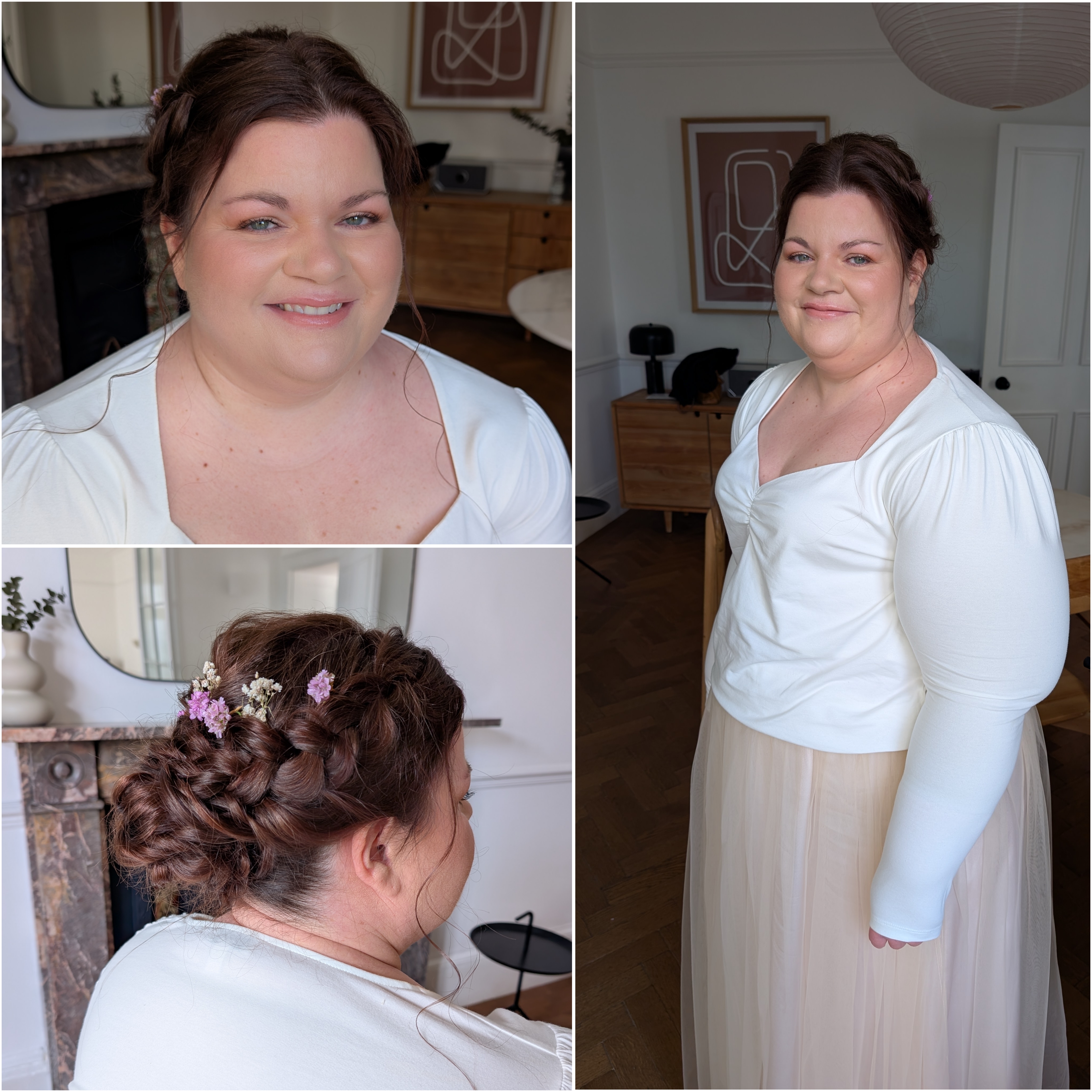 Nina
My first time back at @tunnelsbeaches this year was for lovely Nina.
A small intimate wedding surrounded by their nearest and dearest suited them perfectly. It was so calm and chilled in the beautiful Runnymead House.
I hadn't met Nina before her wedding but she loved my styling and trusted me to guide her and create her hair and makeup looks.
For hair she requested a boho updo with plaits, a small curl at the front nothing big, and the bun to sit at the nape of neck, natural texture and to follow her natural parting. Nina wanted flowers in her hair but couldn't decide online about what to buy, I knew she wanted something but it was just one too many decisions, even on small weddings planning can be alot, so I had some gyp left over and I picked some tiny flowers for her and added them in, she was delighted and I loved how it finished the style.
Makeup wise, originally Nina's inspo were of ladies that were very tanned and bronzed but as you can see she is fairer skin with no fake tan. I always leave extra time if we haven't met before to chat through ideas. Once we looked at the details of their makeup Nina actually decided she just wanted to be guided by me. I showed her my Brides makeup pics and found fairer skinned looks and we made a plan.
She really wanted to be enhanced and not for the makeup to over power her, she wanted pretty glowly skin (but not mega glow), not too much blush and not a bright pink, so I went for peach tones, and we made her lovely eyes pop with warm tones and shimmers with some definition. She loved it and look how pretty she looks. Lots of skin prep and light layers to keep it natural
Hi Hannah,
I just wanted to say a MASSIVE thank you for keeping me sane yesterday morning! Our day was perfect and just flowed so easily. I got so many comments on my hair and make up, it just made it all so special so thank you so much for everything!
It was lovely to meet you! And if you want me to write any reviews or anything just let me know where :)
Best wishes,
Nina
Thanks for having me Nina have an amazing time in Alaska!
Sneak peak photo by @maddielili_photos
#tunnels #tunnelsweddings #bride #bridalmakeup #bridalhair