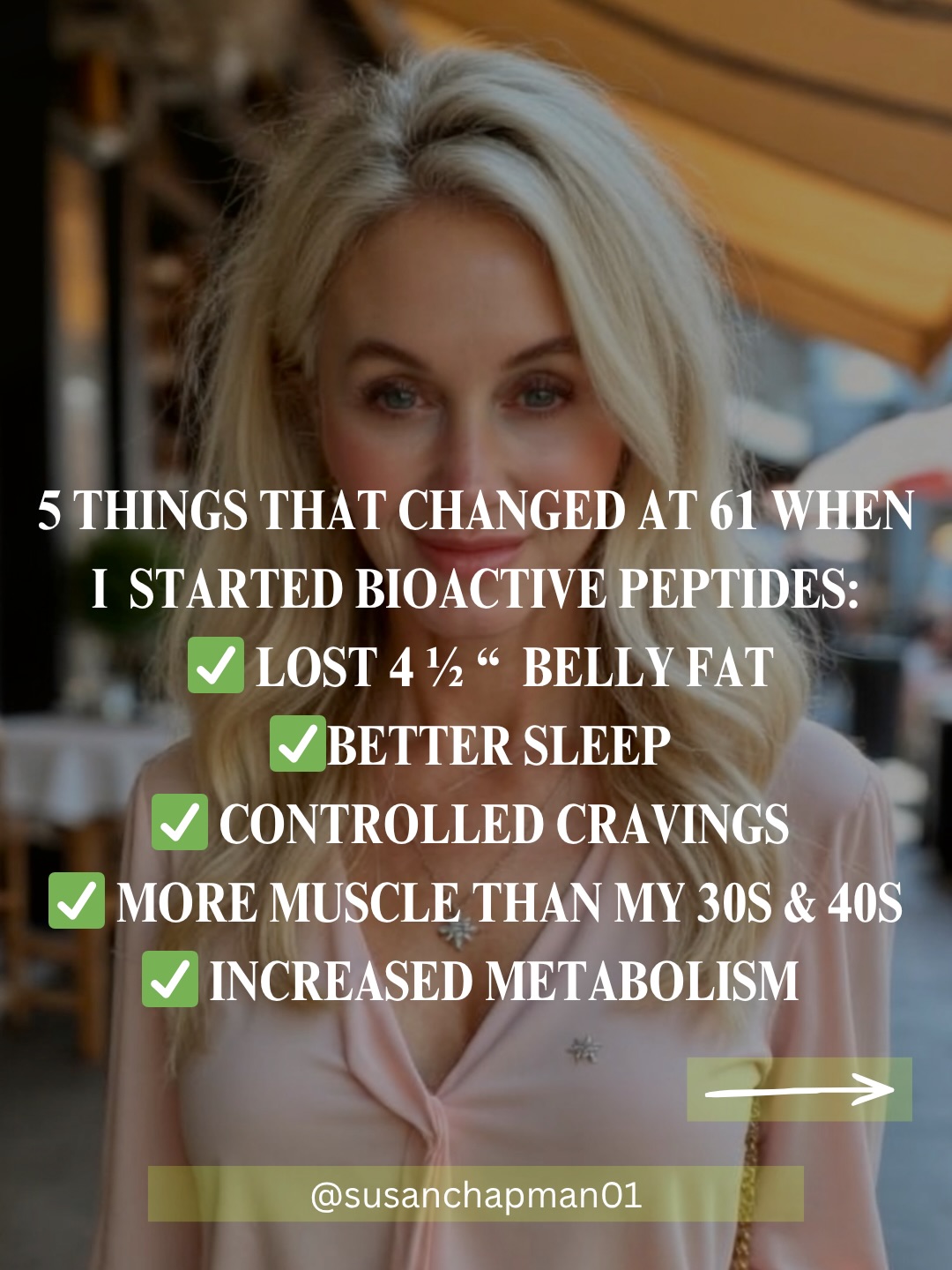 A few years ago, I was doing everything “right” eating clean, strength training, staying consistent.
And still… the belly fat wouldn’t budge.
My sleep was a mess.
My energy was unpredictable.
Menopause was winning.
Then I found natural bioactive peptides.
Not injections.
Not pharmaceuticals.
Natural peptides.
The kind that communicate directly with your DNA and tell your body to do what it was already designed to do.
9 months later:
📉 4.5 inches of visceral belly fat gone
💪 5% lean muscle gained
🦴 2% bone density increase
😴 Deep, restorative sleep every night
I’m sharing it because I wish someone had told me sooner.
Swipe through this carousel and let me break it all down for you.
Comment “RESULTS” and I’ll send you $20 off the 4 that changed everything for me. 🙏
#peptidesforwomen #peptidesforhealth #weightlosspeptides