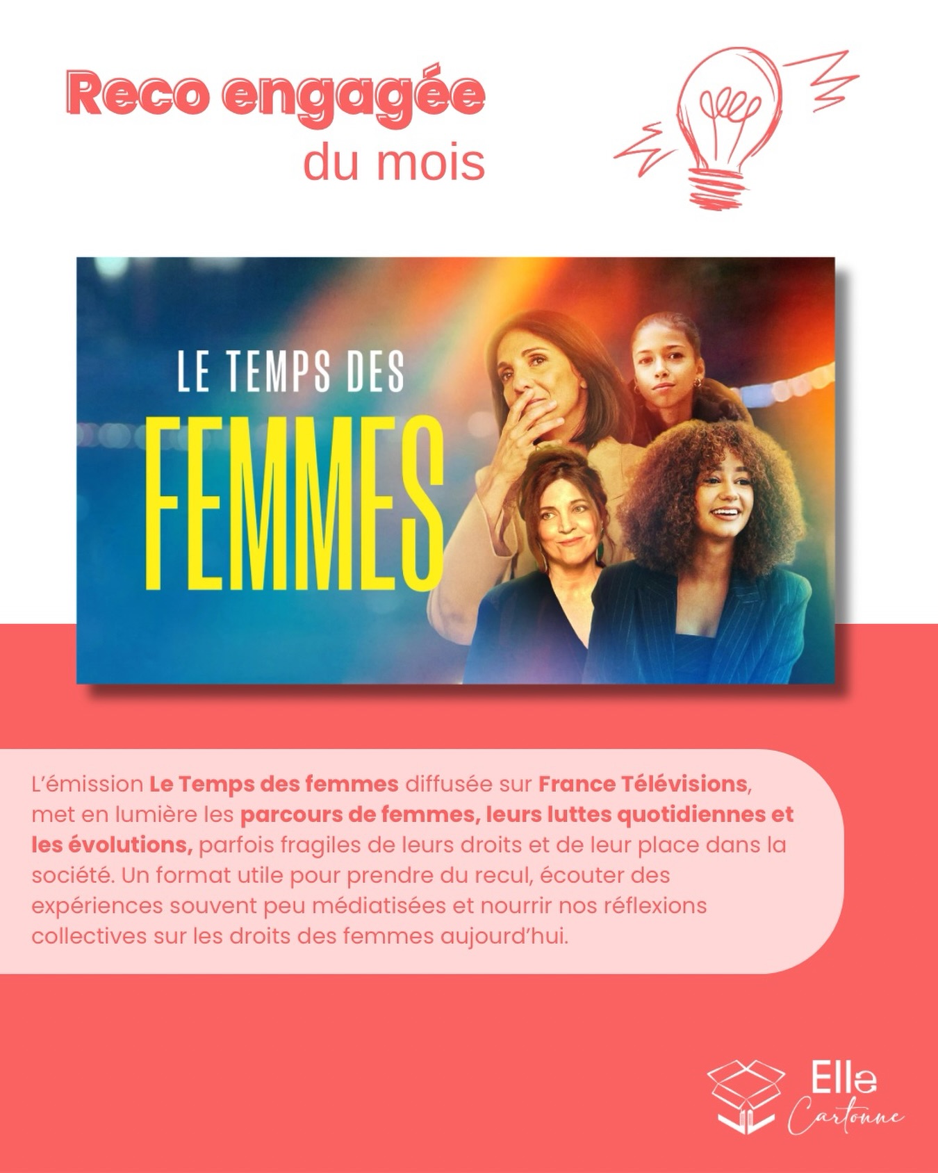 💡Reco engagée du mois
Si comme nous, vous aimez les contenus qui donnent à voir les réalités vécues par les femmes et mettent en perspective les combats pour l’égalité, on vous recommande vivement l’émission Le Temps des femmes diffusée sur France Télévisions et notamment l’épisode du 9 décembre 2025 disponible en replay.
À travers des témoignages, des analyses et des récits de vie, l’émission met en lumière les parcours de femmes, leurs luttes quotidiennes et les évolutions parfois fragiles, de leurs droits et de leur place dans la société.
Ce que met en lumière cet épisode :
👉🏻Des trajectoires de femmes multiples : de milieux et de générations différentes, les intervenantes racontent leurs expériences et les obstacles rencontrés dans leur vie personnelle et professionnelle.
👉🏻Des avancées réelles mais incomplètes : plusieurs témoignages rappellent combien les progrès en matière d’égalité restent récents et parfois fragiles.
👉🏻Le poids persistant des normes et des stéréotypes : dans l’éducation, le travail ou la vie familiale, les attentes sociales continuent de peser sur les femmes.
👉🏻L’importance de rendre visibles ces récits : donner la parole aux femmes permet de documenter l’histoire sociale en train de s’écrire et de nourrir les débats actuels sur l’égalité.
Un format utile pour prendre du recul, écouter des expériences souvent peu médiatisées et nourrir nos réflexions collectives sur les droits des femmes aujourd’hui.
🔗 À découvrir ici : https://www.france.tv/la1ere/reunion/le-temps-des-femmes/7782471-emission-du-mardi-9-decembre-2025.html