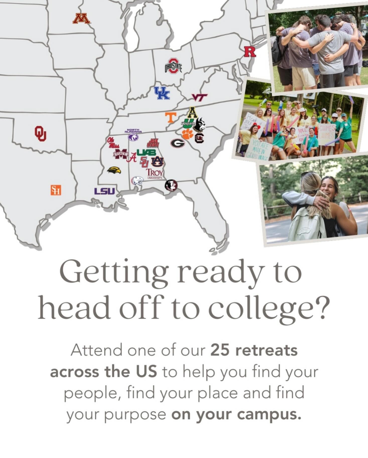 Are you and your friends headed to college this fall? We’d love to meet you or introduce you to our friends at 24 other retreats around the nation! Check out the link in our bio to see all locations.
#theretreat #classof2030