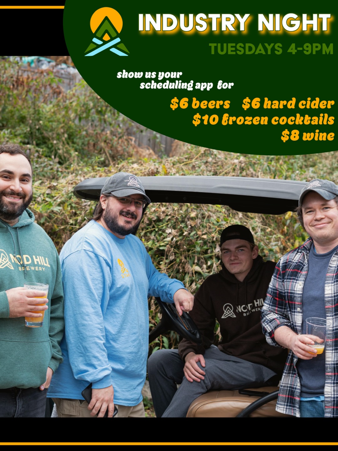 Come stop in for a beer and enjoy one of the many music performances for this jam-packed Memorial Day weekend!
Cheers (& sunny thoughts only)!🌤️🌤️
Tuesday
Happy Hour 4-5:30pm 🍻
Industry night 4-9pm 🍻
Vinyl night in the taproom
@mainlyseafood.fresh serves 4:30-8:30pm
Wednesday
Trivia Night - signups 6:30pm, gameplay 7pm
Tuck In at Nod Hill food truck serves 4:30-8:30pm
Thursday
Happy Hour 4-5:30pm🍺
Chris Cavaliere plays on the Biergarten stage 6:30-9pm
Tuck In at Nod Hill serves 4:30-8:30pm
Friday
Take a Step Back plays music of the Grateful Dead on the Biergarten stage 6:30pm
Tuck In at Nod Hill serves 12:30-8:30pm
Saturday
Matt Rhone @MassiveDiva plays on the Biergarten stage 5pm
Tuck In at Nod Hill serves 12:30-8:30pm
@greek_crave serves 12:30-8:30pm
Sunday
Hitch & the Giddyup plays on the Biergarten stage 3pm
Tuck In at Nod Hill serves 12:30-6:30pm
@greek_crave serves 12:30-6:30pm
Monday
Open 12-6pm for Memorial Day!🍻
Tuck In at Nod Hill serves 12:30-5:30pm