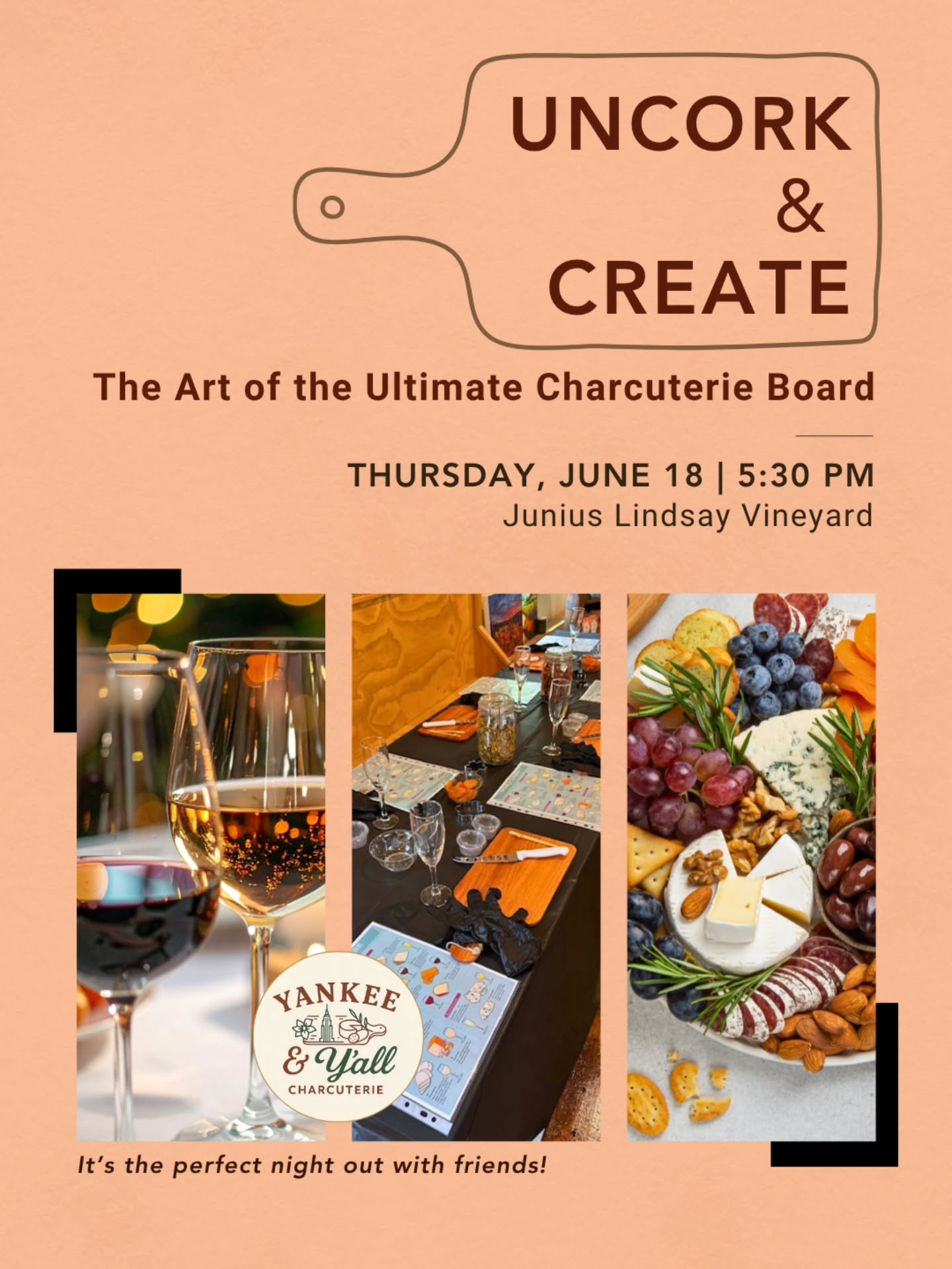 Uncork your creativity and join us for an exclusive charcuterie masterclass! 🧀🍷
Learn the art of building the perfect, Instagram-worthy board while sipping on our premium, hand-crafted wines. Whether you're hosting future gatherings or just love a good pairing, our expert will show you how to balance flavors, style cheeses, and elevate your hosting game.
Tickets are highly limited to keep the experience intimate. Grab yours before they’re gone!
🎟️ via #linkinbio or bit.ly/43rrDrK