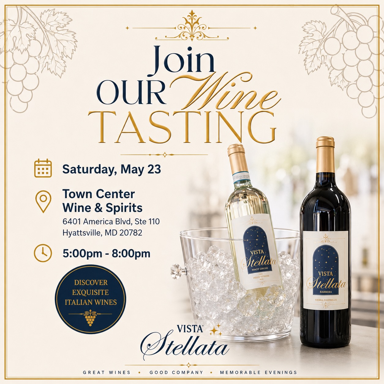 Maryland, we’re here! Join us tonight in Hyattsville at @towncenterwine_spirits for a wine tasting! 🍇🍷