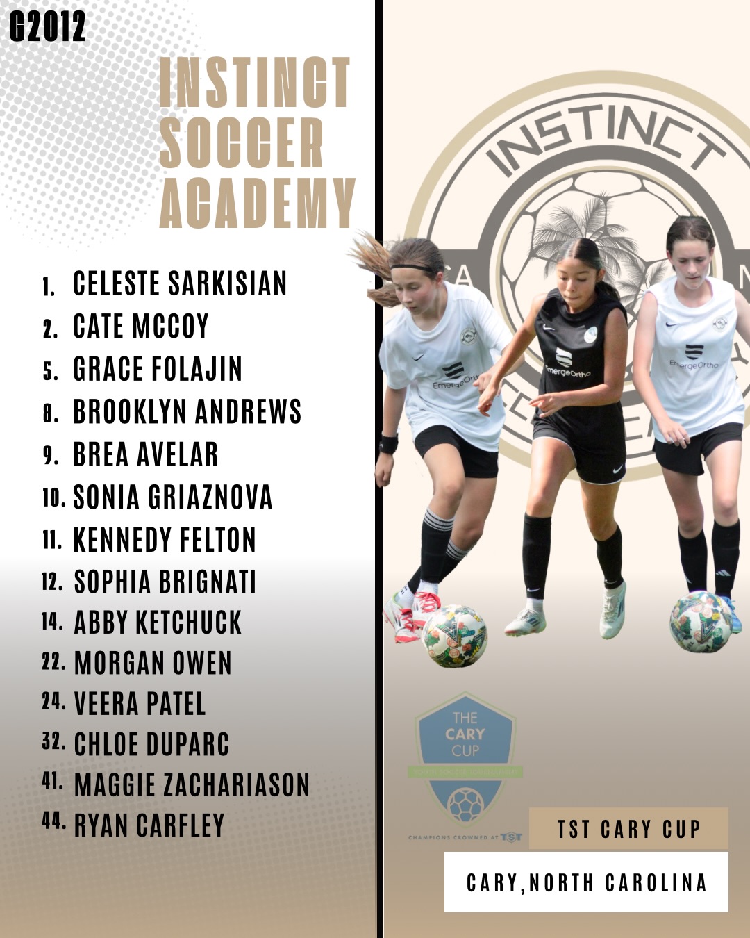 We are excited to announce our 2026 @tst7v7 @thecarycup rosters!! ⚽
Can't wait for an action packed weekend full of tough competition, festivities, and pro games!!
See y'all there!!
#instinctsocceracademy #girlssoccer #boyssoccer