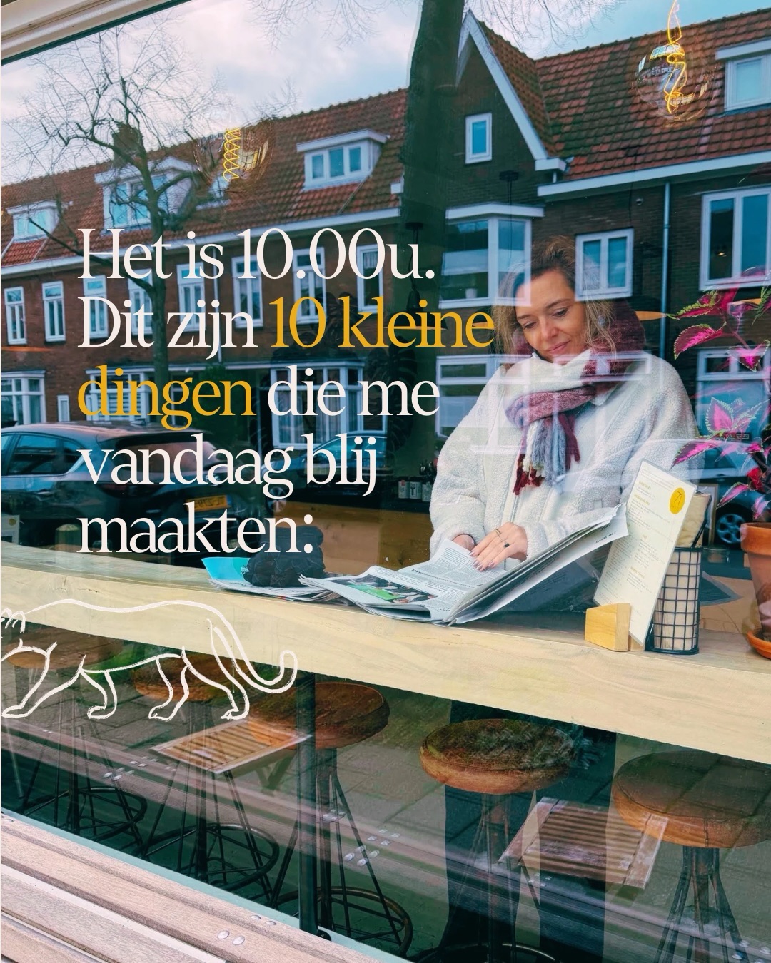 We wéten allemaal dat geluk in de kleine dingen zit. En toch dóen we alles om het grote te bereiken.
How fascinating is our mind :)
Om bewust te kiezen joy te voelen in het kleine, deed ik vanmorgen mijn ‘10 dingen die me blij maken voor 10u-challenge”:
1. Koffie halen bij mijn favo @nes71_haarlem
2. Whoaaa! Verwonderd over deze wildly koningsgezinde paddenstoel. Wie weet hoe dit heet?
3. Alles losschudden in mijn yoga practice. Geen foto gemaakt, dus je moet het doen met dit flatteuze moment in Chiang Mai 🤣
4. Heerlijk onderonsje met mijn amazing klant 😘
5. Mijn oog valt op de collectie Moederdag kaarten die de stichting voor me maakte
6. Een opa met twee kleine meiden in het park herinnert me aan mijn badass papa die elke week op pad ging met mijn mini jongens 💛
7. Morning cuddles met manlief
8. 39e dag van de Morning Pages, maakt me trots dat ik commitment met mezelf nakom
9. Sun is on its way!
10. Celebration met 1-1 klant, die nu bewust kiest voor joy ook al vinden anderen daar wat van ✌️
Let me know wat het voor je energie doet, als je deze challenge uitprobeert!