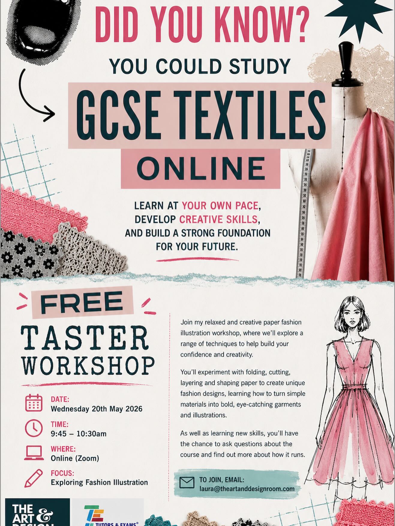 I am super excited for my FREE Textiles taster this morning!!! It’s not too late to join 💗
Message me on here for the link or recording
Laura@theartanddesignroom.com 💗
Love Laura x
#homeed #homeeducation #homeeduk #alternativeprovision