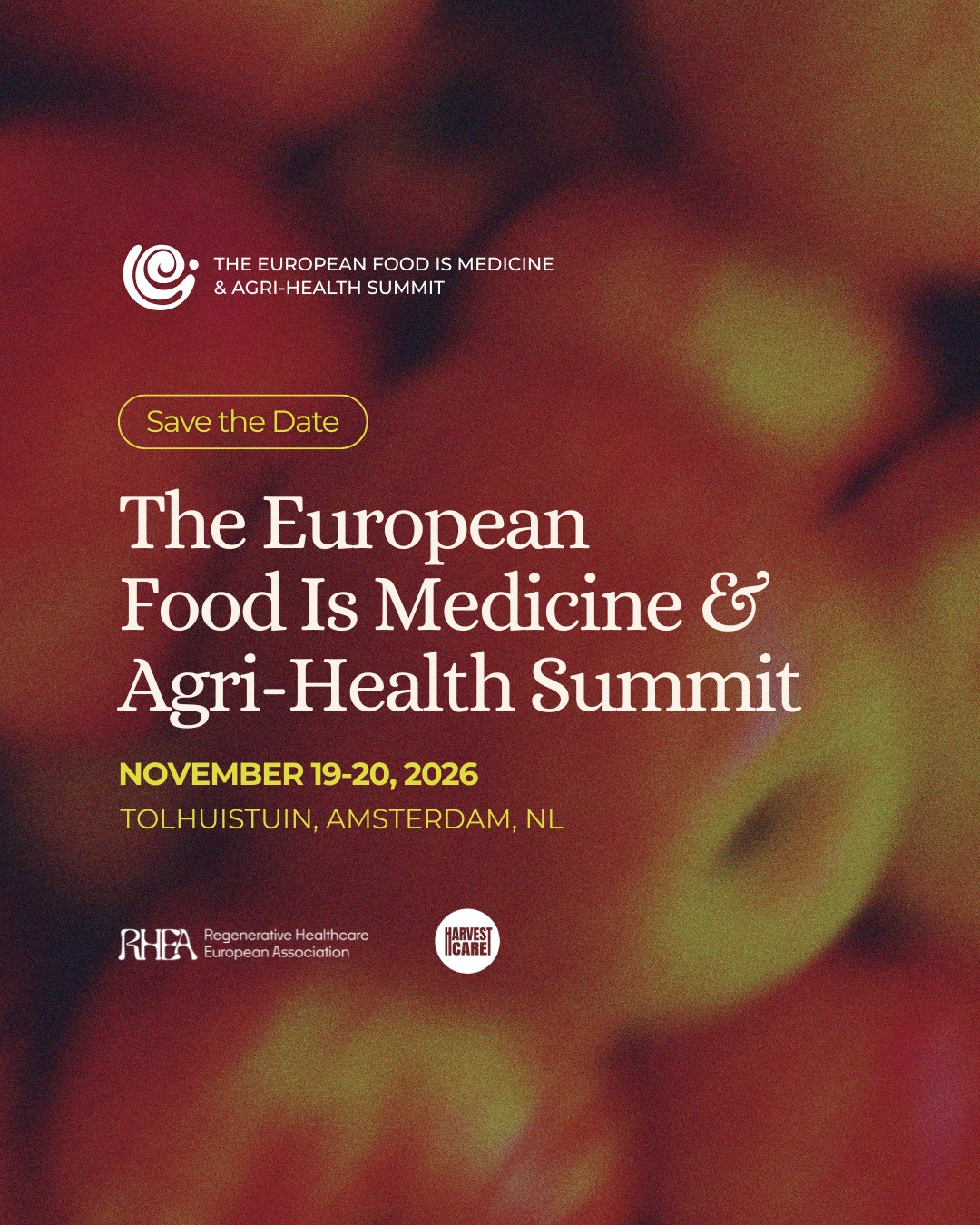 We are excited to announce that RHEA โ Regenerative Healthcare European Association and HarvestCare will be hosting the first-ever European Food is Medicine & Agri-Health Summit.
๐
19-20 November 2026
๐ Tolhuistuin, Amsterdam
Europe faces urgent challenges across both agriculture and health. These fields have been historically siloed, despite being deeply interconnected.
In Europe, we do not lack capacity; we lack coordination.
Over two days, farmers, healthcare professionals, researchers, funders, agri-food companies, chefs, NGOs, and policymakers will come together to shape the future of Agri-Health in Europe.
We look forward to seeing many of you there! ๐ฟ
More information + registration in the bio.
#europeansummit #agrihealth #foodismedicine