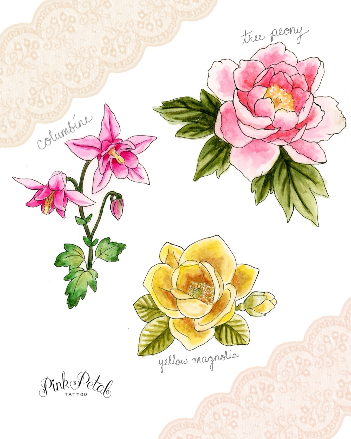New available floral tattoo designs, painted from photos I took of flowers blooming @brooklynbotanic this spring ✨ Did you know the yellow magnolia tree variety was developed here in Brooklyn? I think that would make for a really sweet & subtle NYC tattoo 💛
These pieces are only available once, so fill out my form to claim one of them ☺️ Currently booking NYC appointments through the summer~