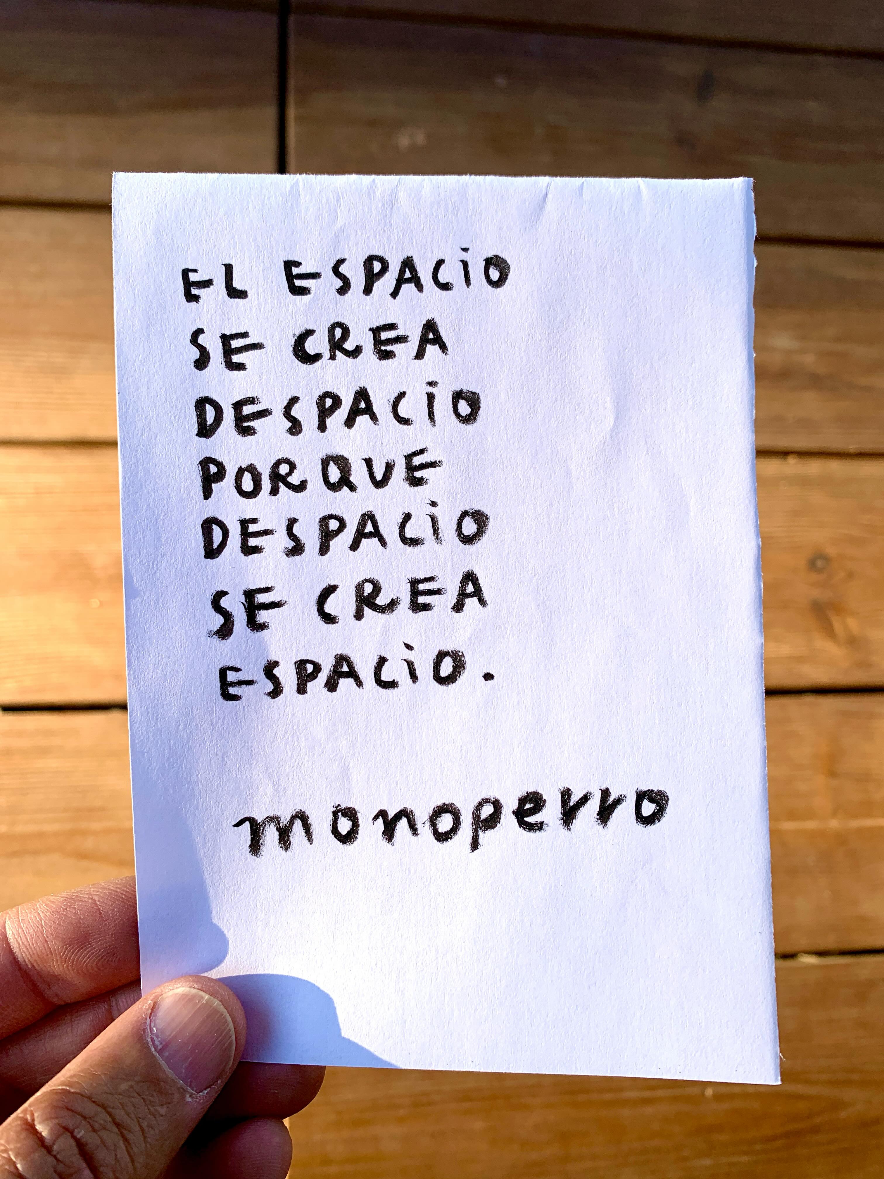 El espacio
se crea
despacio
porque
despacio
se crea
espacio.
#cancamusas
#elclubimperfecto
#ultralkymia