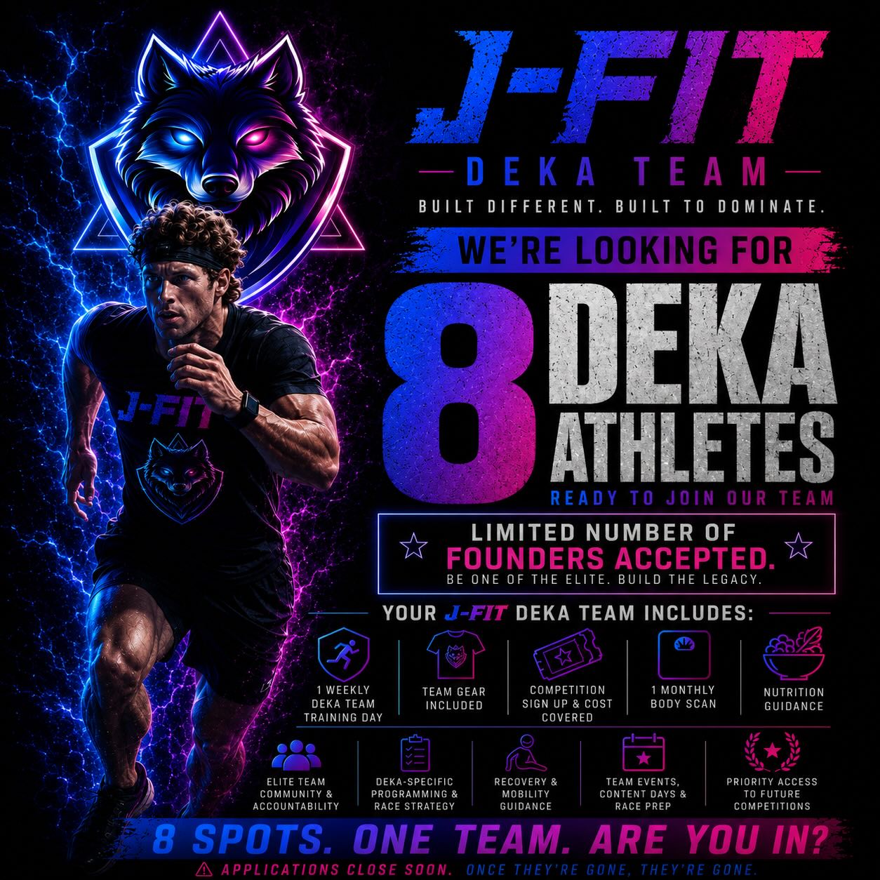 NOT EVERYONE IS BUILT FOR THIS. ⚡🐺
We’re officially building the J-FIT DEKA TEAM.
This isn’t just another workout group.
This is a competitive training team designed for athletes ready to level up mentally, physically, and as a PACK.
🔥 Weekly DEKA Team Training
🔥 Competition Entry Included
🔥 Team Gear Included
🔥 Monthly Body Scans
🔥 Nutrition Guidance
🔥 Elite Community & Accountability
Only a LIMITED number of founding athletes will be accepted.
Built different. Built to dominate.
Ready to see what you’re capable of?
DM “DEKA” for details. ⚡
#JFIT #DEKA #DEKAFit #HybridAthlete #FunctionalFitness FitnessCommunity AustinFitness LeanderTX TrainDifferent WolfPack JFITStudio RaceReady BuiltDifferent