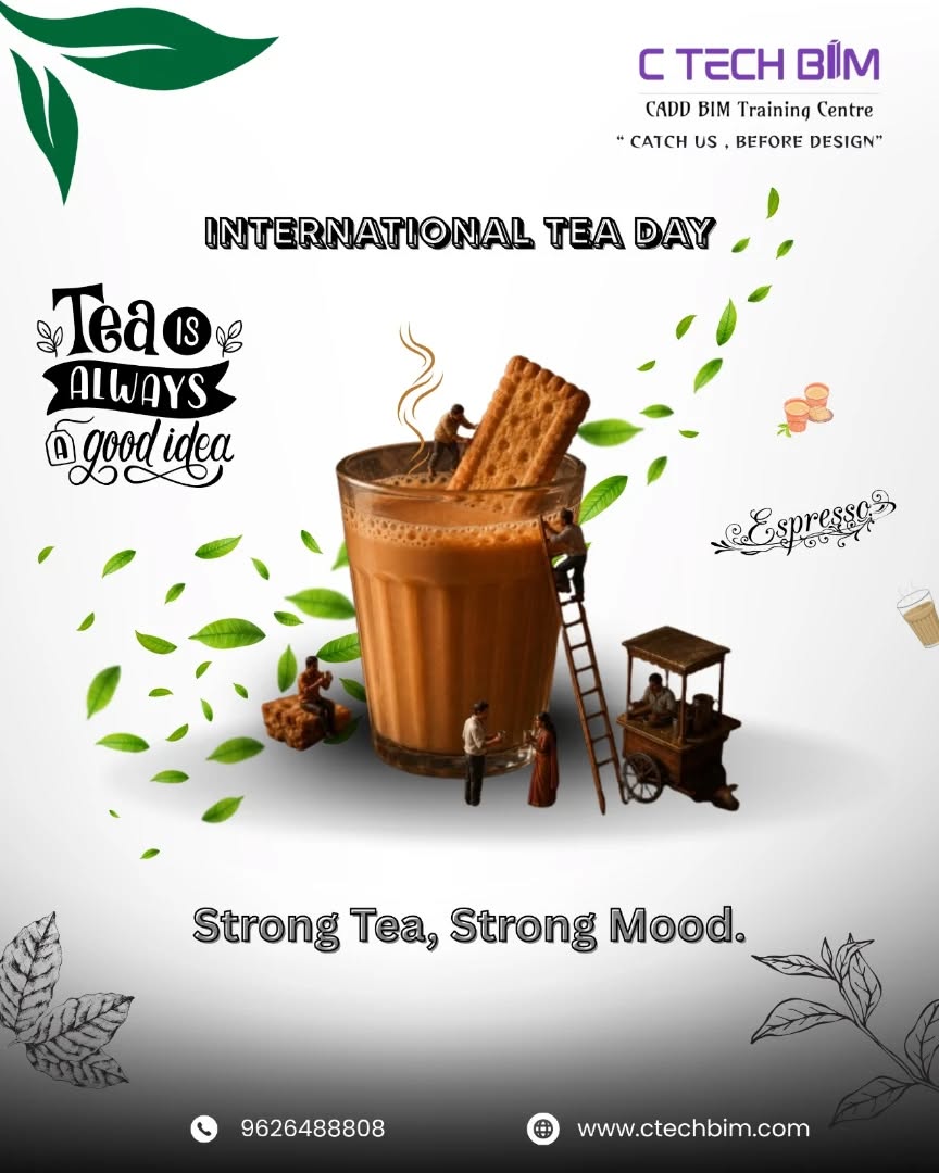 ๐ตInternational Tea Day โ
โEvery cup of tea brings comfort, connection, and calm.โ
Happy International Tea Day!
Sip happiness, share smiles, and enjoy the little moments in life. ๐โ
โTea, teamwork, and career growth โ the perfect combination.โEnjoy every sip while building your future in Mechanical & Civil design careers. ๐โ
๐ Location: coimbatore
๐ Call us: +91- 9626488808
๐ Visit: www.ctechbim.com
#InternationalTeaDay #TeaLovers #TeaTime #ChaiLove #TeaAddict TeaVibes MorningTea CupOfTea TeaMood TeaDaily