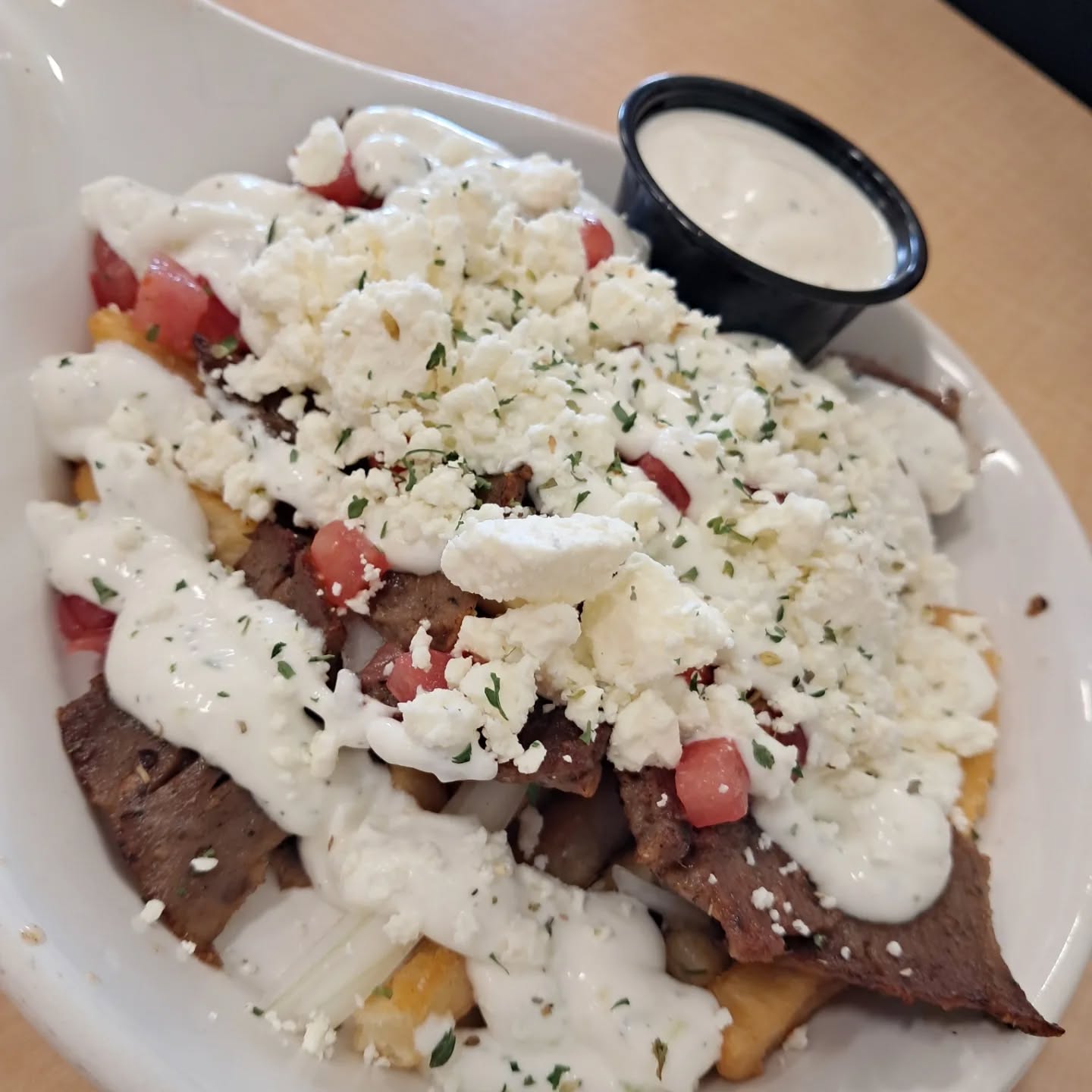 Gyro Fries from @foverokitchen ! I had an excellent lunch at Fovero today with a longtime friend. Connecting with food is what Faturday is all about and Fovero set the table.
The gyro fries were a win with golden crispy fries, gyro meat and the thing that set it off, the feta crumbles, delicious! There was also Fruity Pebbles Cheesecake, no pics, you'll have to go and try it for yourself.
Happy Faturday and remember to Connect With Food!