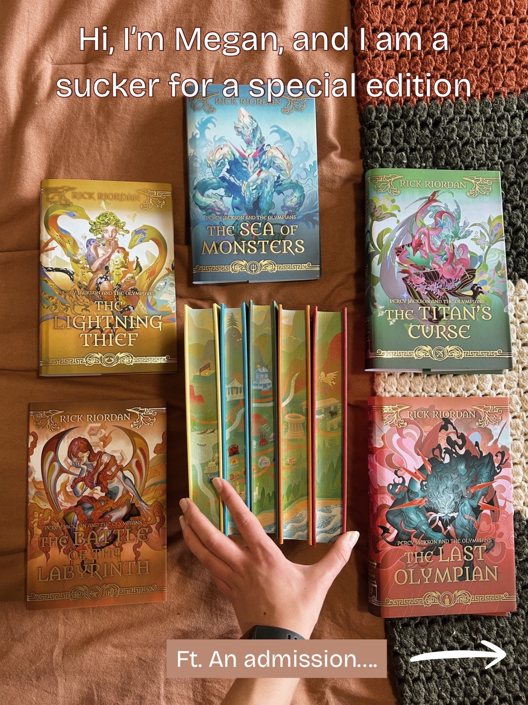 If I’m splurging on anything, it’s Percy Jackson ✋🏽
@illumicrate hit it out of the park with these special editions. The endpapers are my favorite part. 🥰
I am due for a PJO reread this summer, so these came just in time.
And for another hint, the PJO character I wrote fanfic for matches these emojis: 🔥🛠️😉
Hi, I’m Megan! I’m an agented author on sub with a YA fake dating romance. I love chatting books—including the behind the scenes of how they’re made. :)