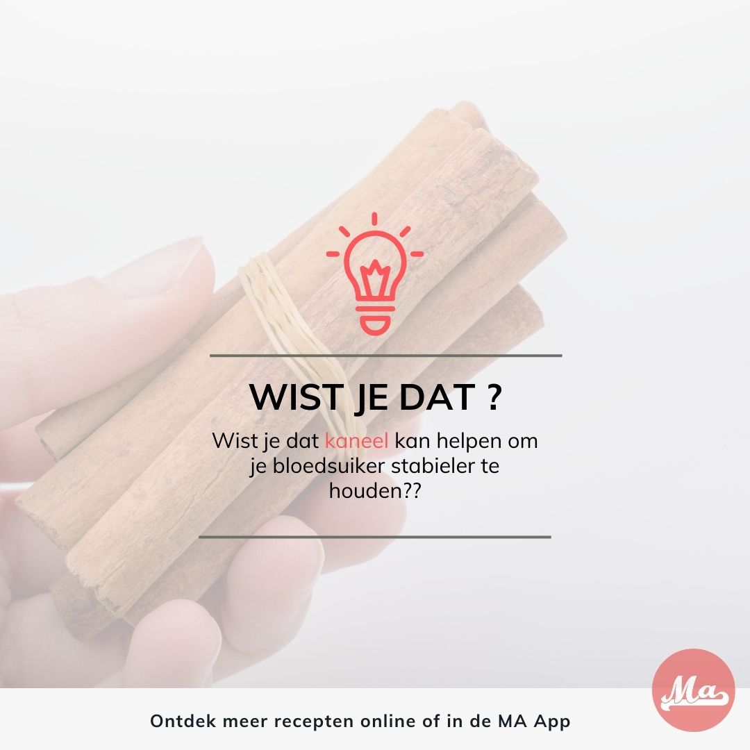 Wist je dat… kaneel niet alleen je gerechten meer smaak geeft, maar ook kan bijdragen aan een stabielere bloedsuiker?
👉 Daarom gebruiken we kaneel vaak in onze recepten (je vindt er heel wat online in onze recepten of in de MA App).
🔎 Maar… kan je te veel kaneel eten? Ja, bij té hoge hoeveelheden kan dat minder gezond zijn. Daarom kiezen wij voor balans – en bij sommige supplementen (zoals onze Sugar Balance, verrijkt met Chromium) krijg je de voordelen zonder overdaad.
➡️ Wil je hier meer over weten? Check dan de FAQ bij Sugar Balance in onze shop.