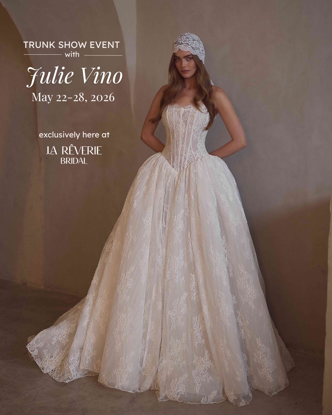 The Julie Vino Trunk Show is happening now at La Reverie Bridal.
For a limited time, brides can discover Julie Vino’s sculpted silhouettes, intricate lace, and romantic details exclusively in our Miami boutique.
Appointments are available through May 28, with limited spots remaining.
Book your private appointment and experience the collection while it is here.
#LaReverieBridal #JulieVino #MiamiBride #TrunkShow #LuxuryBridal #DesignerBridal #WeddingDressInspiration