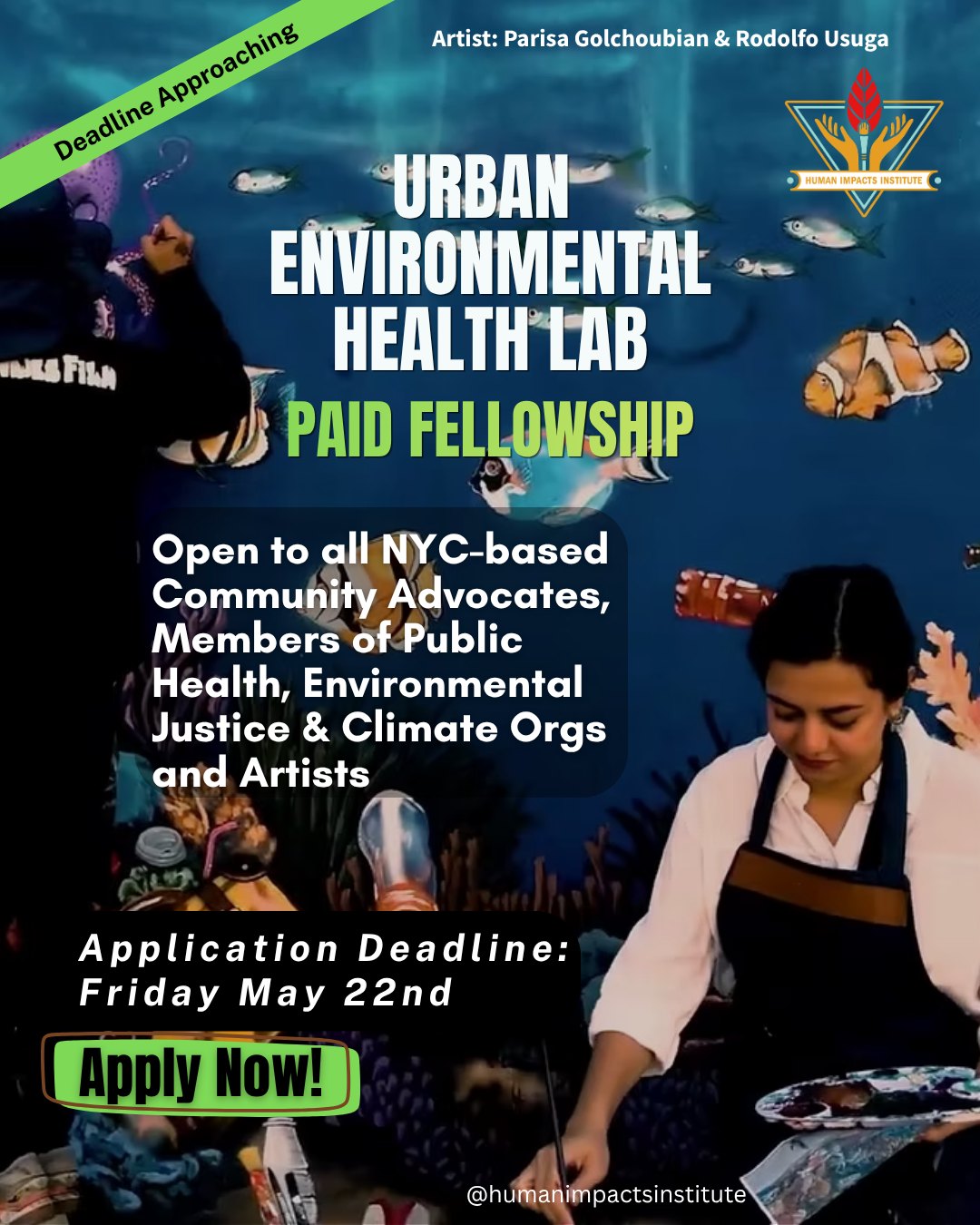 🚨 Deadline is tomorrow May 22nd for HII's Paid Urban Environmental Health Lab Fellowship!
🌳 APPLY NOW AT LINKTREE IN BIO
Are you an NYC-based community advocate, a member working in public health, environmental justice or climate ready to turn ideas into impact? The Urban Environmental Health Lab (UEHL) Fellowship is a paid opportunity that brings together NYC climate artists and members of the local community to explore urban environmental health through storytelling, education, and community impact. No prior climate experience needed!
Fellows will gain hands-on experience through mentorships, workshops, and field trips while co-creating a project to be showcased during Climate Week NYC 2026. Connect with a powerful network of leaders, and help amplify community-driven climate solutions.
✨ Whether you’re shaping narratives or working on the frontlines of environmental justice, this is your chance to collaborate, and make your impact visible. Apply now!
#ClimateJustice #EnvironmentalJustice #NYCCommunity #CreativeClimate #FellowshipOpportunity
