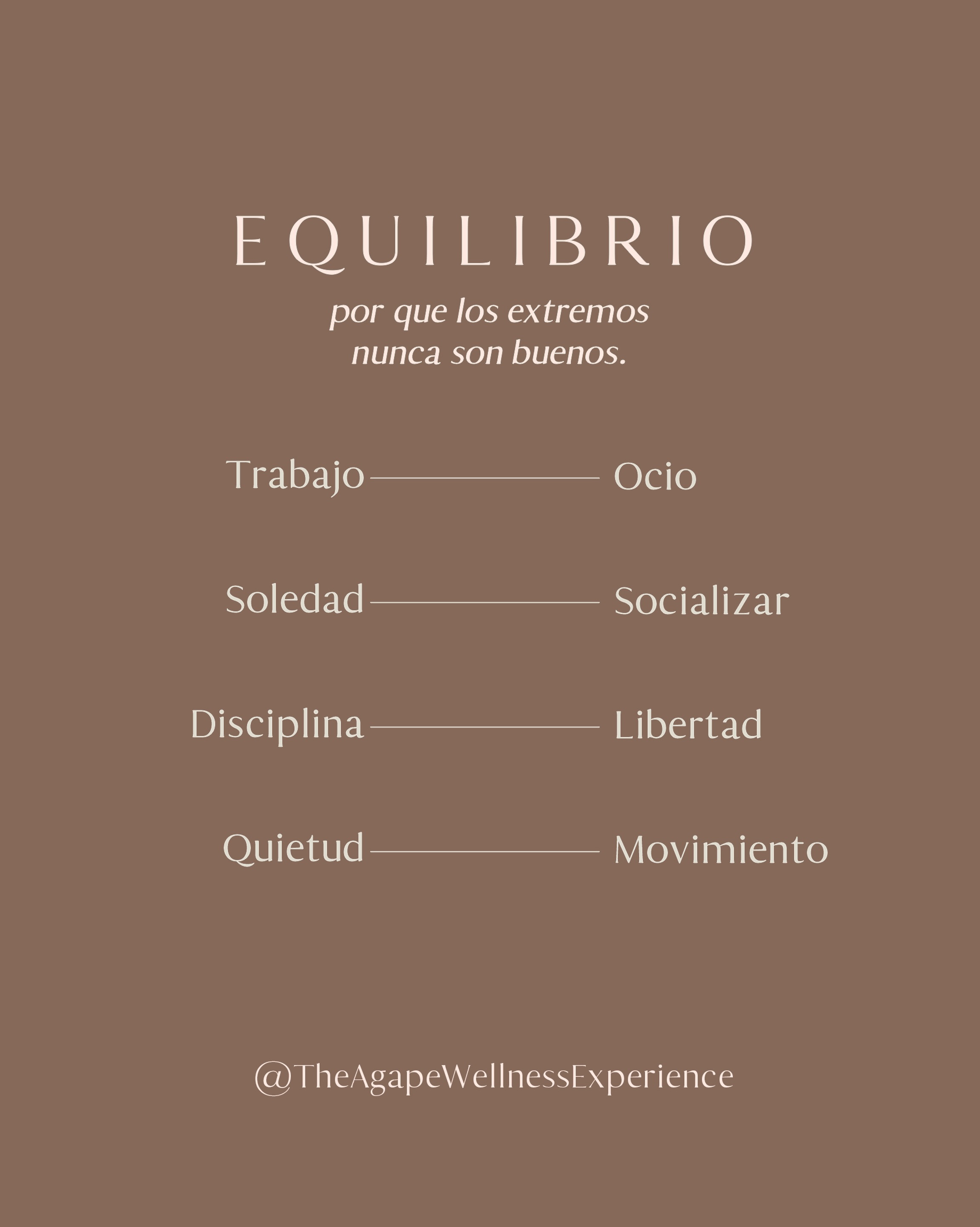 EQUILIBRIO ✨
Encuentra la mediación entre todas las polaridades que existen, solo así podrás vivir una vida plena. En ágape te acompañaremos a encontrar el equilibrio 💛