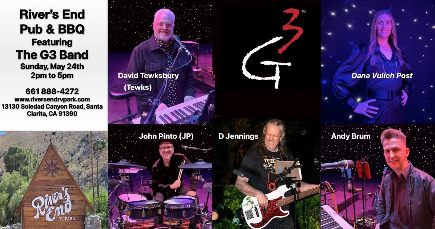 This Sunday from 2-5, please welcome back the fabulous G3 Band!