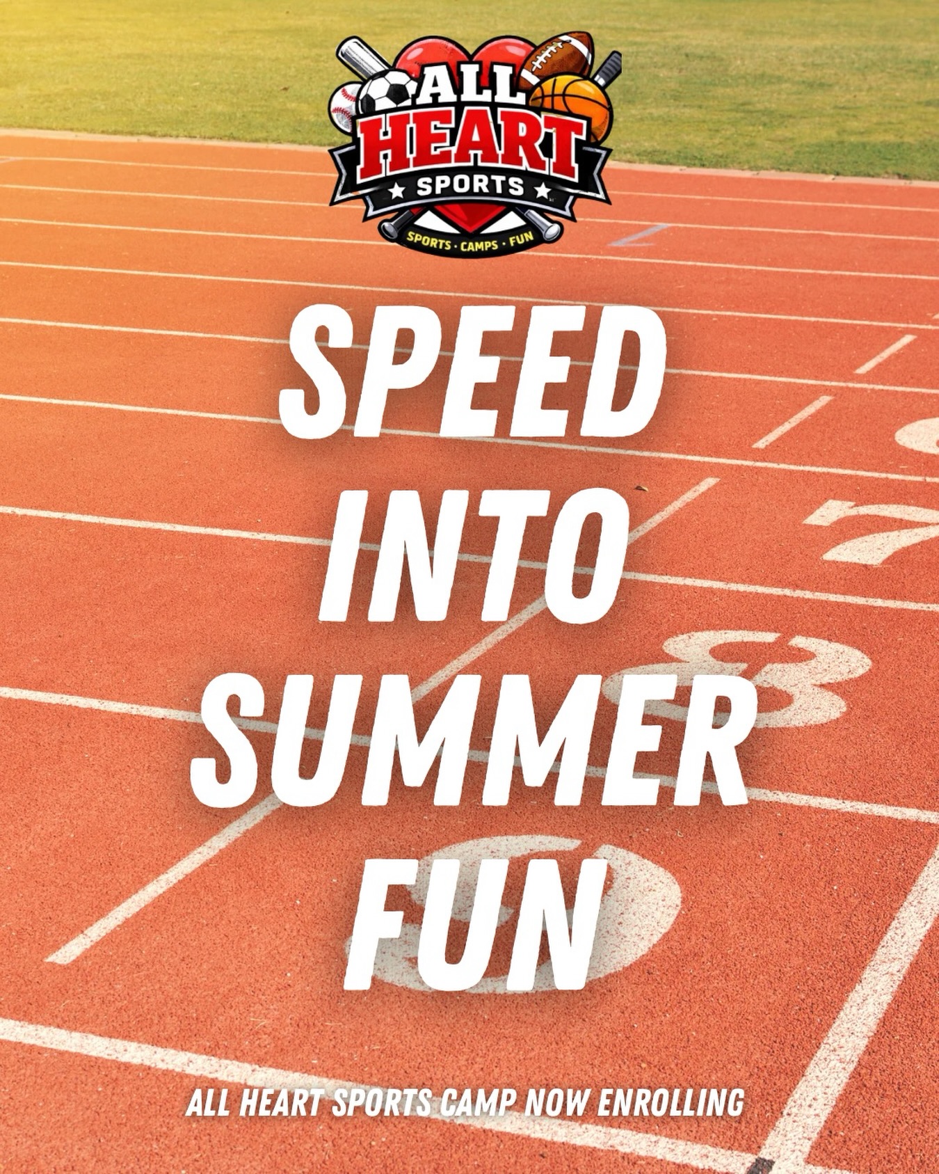 Ready, set, SUMMER โ๏ธ๐โโ๏ธ From relay races to team games, All Heart Sports Camp keeps kids active, confident, and having fun all break long ๐ชโฝ๏ธ๐ Limited spots still available โ donโt miss out! #AllHeartSports #SummerCamp #SportsCamp #SummerFun #KidsActivities