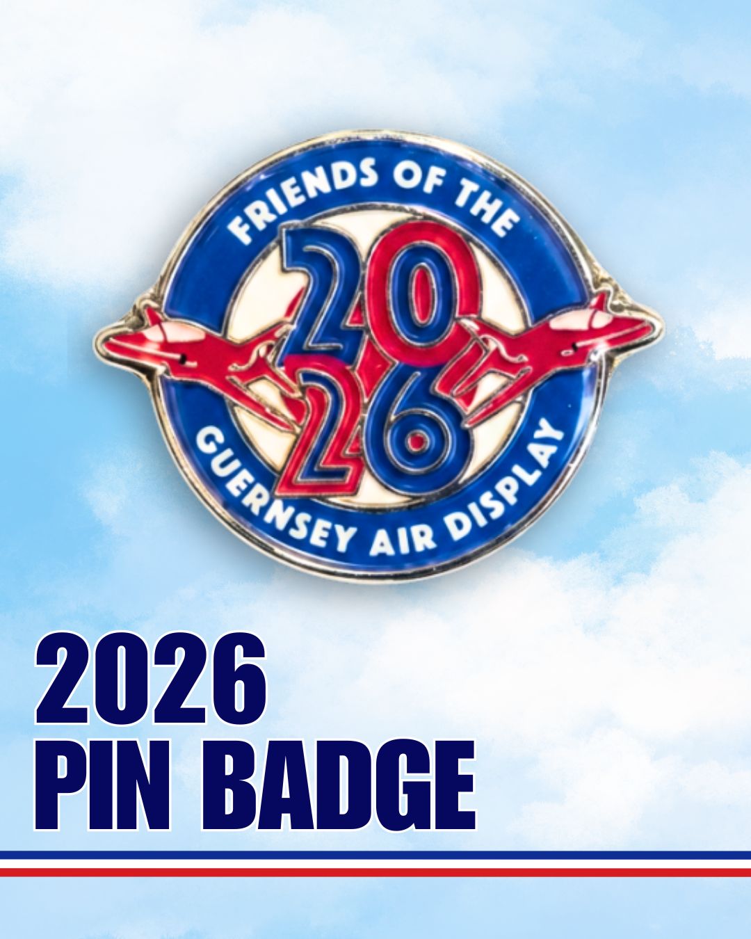 Our 2026 Guernsey Air Display pin badge is here!
Beautifully designed by Mojoe Creative, you can get your hands on one of our limited edition badges by signing up to support the Guernsey Air Display.
- Become a Friend Of
- Become a Corporate Friend
- Become a Consortium Member
#GuernseyAirDisplay #GAD2026