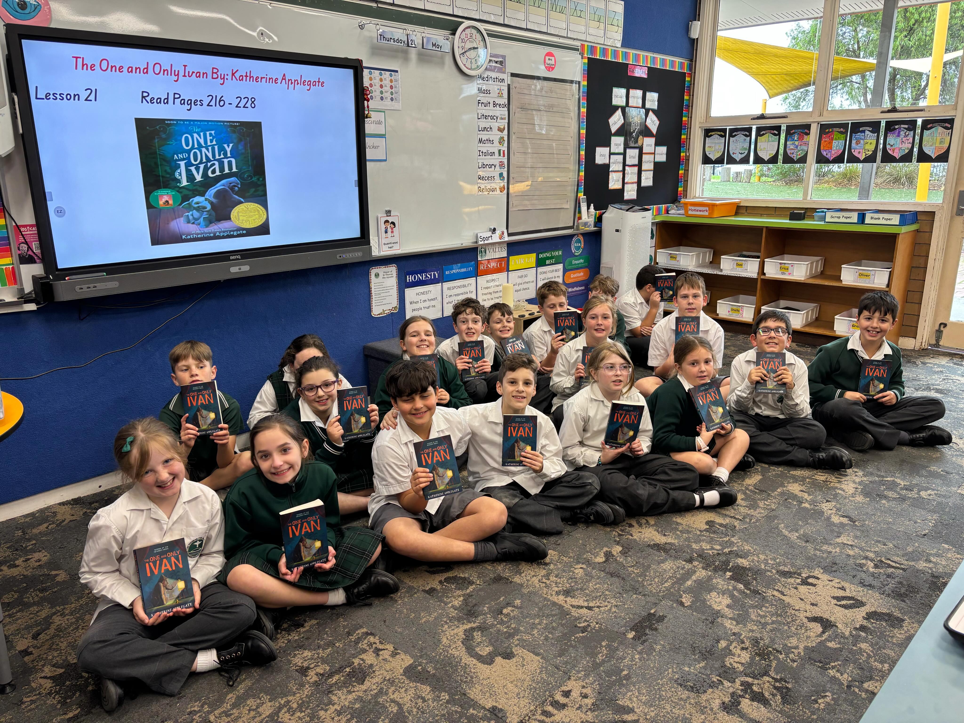This week, the 3/4s finished reading The One and Only Ivan by Katherine Applegate. The story taught us about the importance of treating animals with kindness and respect. We learned that animals kept in captivity can feel lonely, sad, and mistreated when they do not have the freedom and care they need.