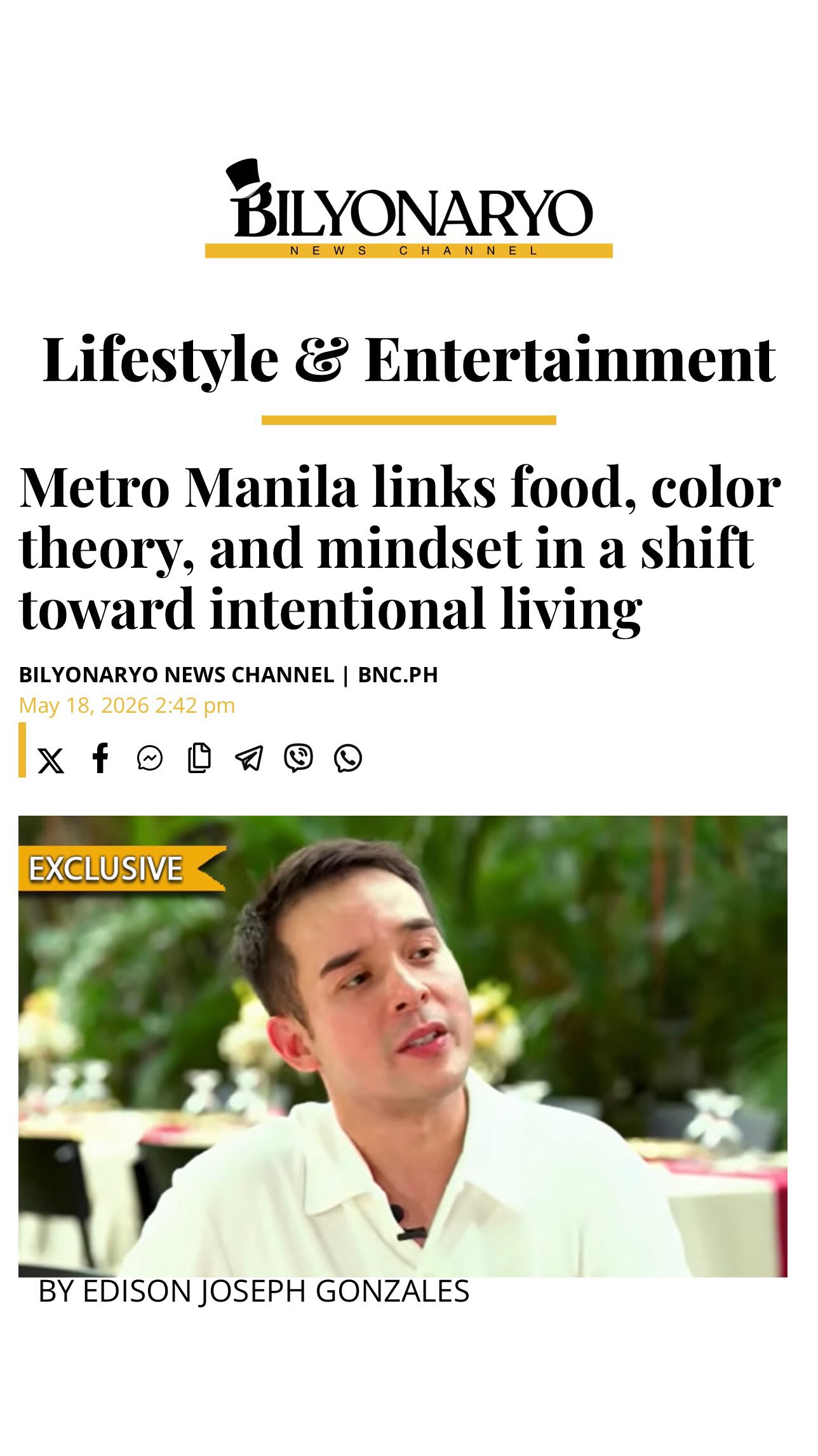 Our Corporate Executive Chef, Nikko Roa, sits down with Ms. Bea Santiago for Bilyonaryo News Channelβs βGo Rampa with Me.β π€
Thank you for the feature, @bnc.ph !
