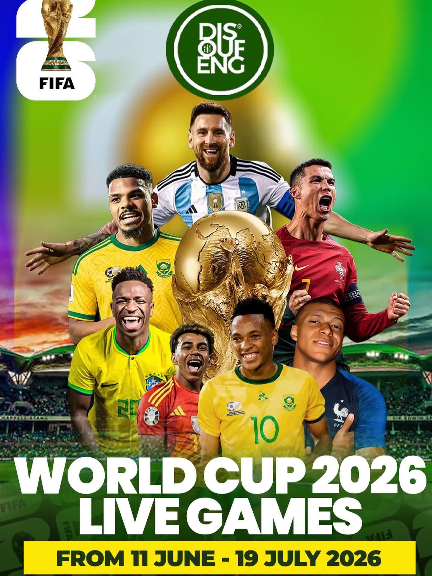 The worldโs biggest football tournament is coming home to Disoufeng! โฝ๐ฅ
Catch every moment of the FIFA World Cup 2026 LIVE with the ultimate matchday atmosphere, great food, cold drinks and unbeatable vibes. From kick-off to the final whistle, weโre bringing the world game closer to Soweto.
๐ Disoufeng Pub & Restaurant
๐
11 June โ 19 July 2026
๐ Table Bookings: 076 520 2074 / 061 370 6102
๐ www.disoufengpub.co.za
Powered by Schweppes.