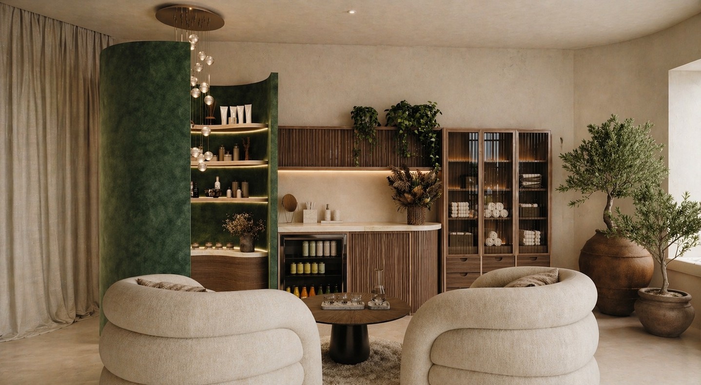 We’ve really enjoyed designing the drinks and bar area of this wellness centre. From the beginning, we envisioned this space as a serene retreat, crafted with wellness at its heart - infused with lush greens to create a warm, inviting atmosphere.
I’m a bit torn - should we go with the dark wood or keep it light? I’d love to know your thoughts, which direction speaks to you more?
#WellnessDesign #BarAreaInspiration #SereneRetreat #InteriorMood #LushGreens #InvitingAtmosphere #DesignChoices #NaturalElements