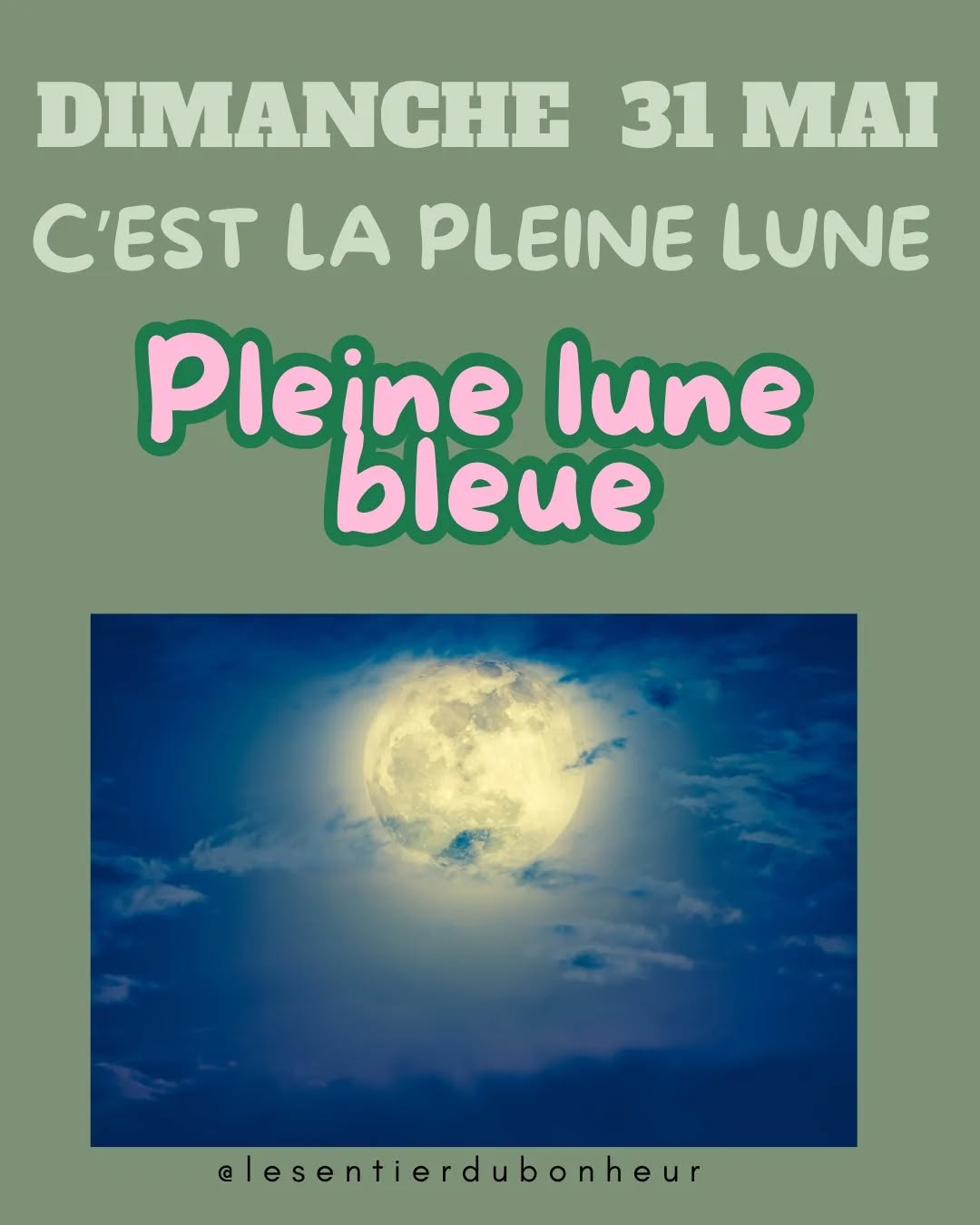 Une Lune Bleue. En Sagittaire. Ce dimanche 31 mai à 10h45.
Ce n'est pas une pleine lune ordinaire. C'est la deuxième de mai, un phénomène rare, qui ne se produit qu'une fois tous les deux ans et demi environ.
Et elle arrive après un mois qui t'a peut-être beaucoup demandé.
Le ciel te dit quelque chose de précieux :Tu as traversé. Tu as appris. Et maintenant, tu peux lever les yeux.
Le Sagittaire ne regarde pas en arrière. Il cherche l'horizon. Le sens. La direction qui vient du cœur — pas de la peur.
Dans le carrousel, tu trouveras :
→ ce que cette Lune Bleue réveille en toi
→ les chakras activés et les messages de ton corps
→ un rituel simple
Et si tu veux être accompagnée énergétiquement pour clôturer ce mois avec légèreté...
le mini soin Pleine Lune est là pour ça
Lien en bio
Dis-moi en commentaire : qu'est-ce que mai t'a appris ?
#lunebleue #pleinelunesagittaire #pleinelunemei2026 #cyclelunaire #astrologie