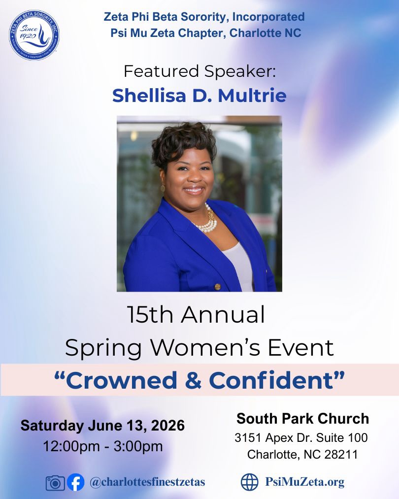 Shellisa D. Multrie is a leadership strategist, transformational speaker, author, and founder of Multrie Ventures for the People (MVP Consulting), a leadership development and consulting firm dedicated to helping individuals and organizations lead with clarity, courage, and purpose! Through her work, she equips emerging and experienced leaders to grow with confidence and create meaningful impact in every room they enter. Shellisa is a loving wife and mother who lives by this simple phrase, be the light in dark places so that others might see the light of God in you.
Link to RSVP for the 15th Annual Spring Women’s Event is in our Bio!