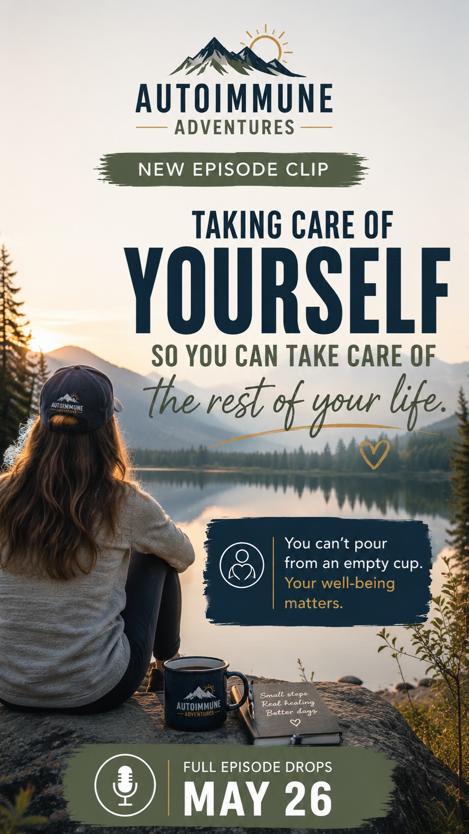 “You cannot pour from an empty cup forever.”
In this episode, Zoa Conner shares such an important reminder for people living with chronic illness: taking care of yourself is not selfish. It’s how you protect your future, your relationships, your joy, and your ability to fully participate in your life.
So many of us were taught to push through exhaustion, ignore symptoms, and keep giving even when our bodies were begging us to slow down.
This conversation is a reminder that your well-being matters too.
🎥 New episode with Zoa Conner releases May 26 on Autoimmune Adventures.
#AutoimmuneAdventures #ZoaConner #SelfCare #ChronicIllness #InvisibleIllness #BurnoutRecovery #HealingJourney #AutoimmuneDisease #RestIsHealing #NervousSystemSupport