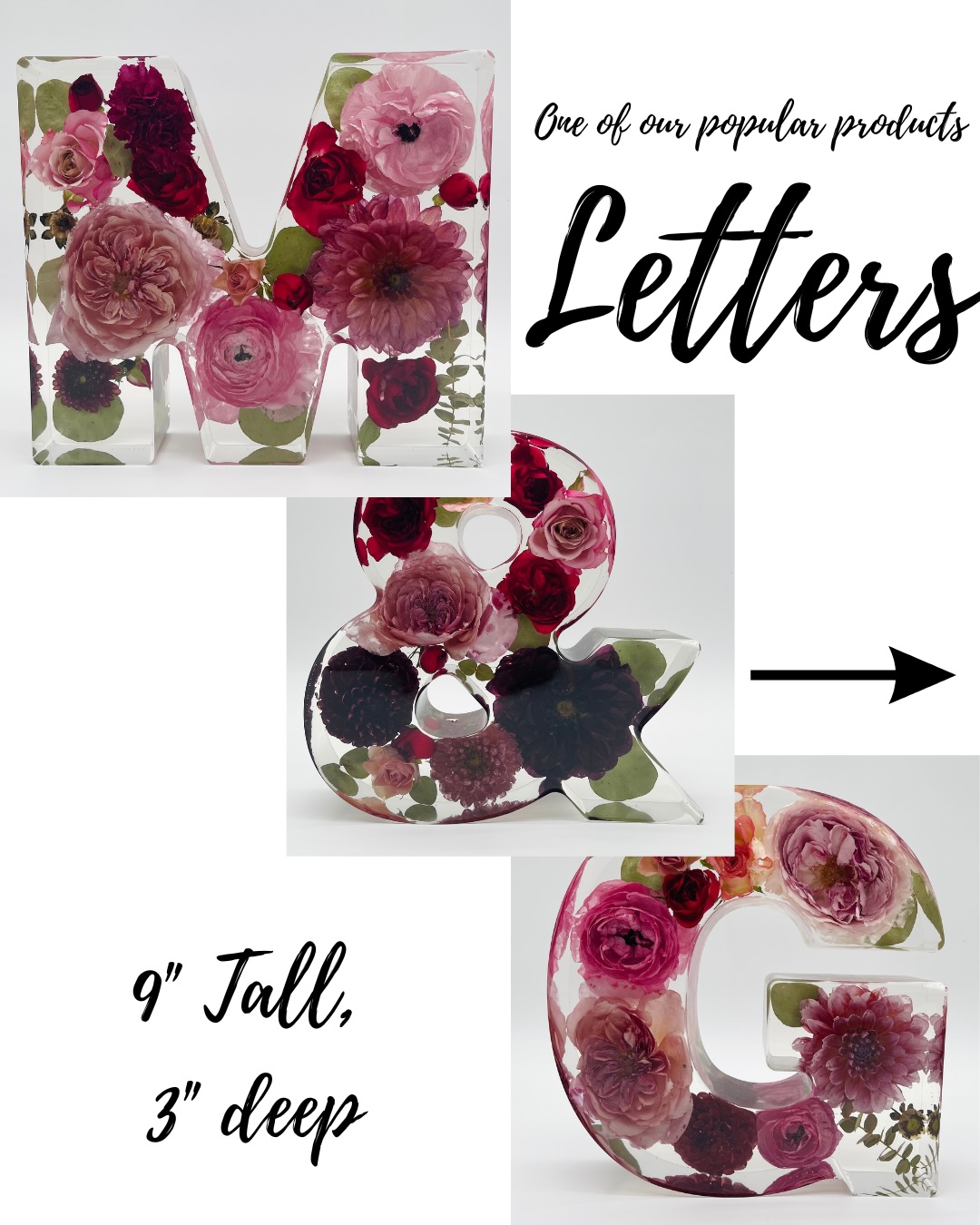 Our 9” tall, 3” deep preservation letters are officially our best sellers ✨🌸
Big enough to showcase every beautiful detail of your flowers, while still being timeless statement pieces for your home. From wedding blooms to memorial flowers, each letter is handcrafted to preserve your memories forever.
Sharing some of our favorite custom letters we’ve created 💐 Which one is your favorite?
.
Molds by: @zapp3d_design use code ‘Pranal5’ for discount
.
Resin: @superclearepoxy liquid glass. Use the link in linktree bio and code ‘Pranal5’ for additional discount. The coupon can be stacked on current discounts they are running.
#FlowerPreservation #ResinArt #WeddingFlowers #PreservedFlowers #CustomResinArt